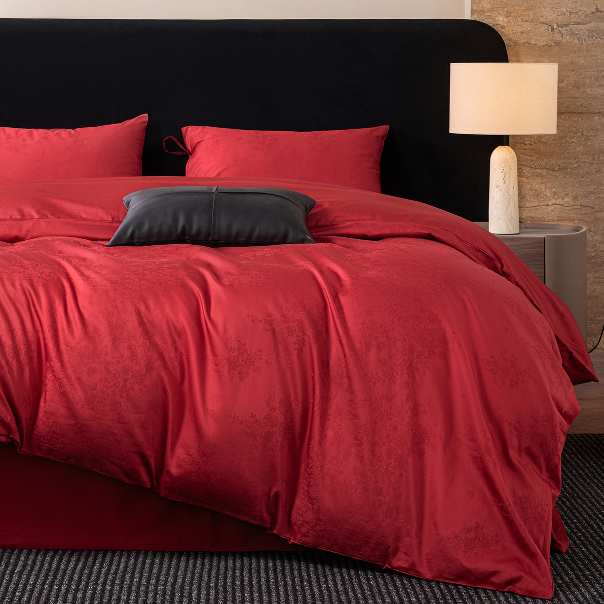 91家纺网 家纺一手货源 找家纺 （总）极简 2026新款秋冬款100S长绒棉精美提花系列四件套-场景二（标准会员-10 床笠立高28 控价小号258标准298加大328）