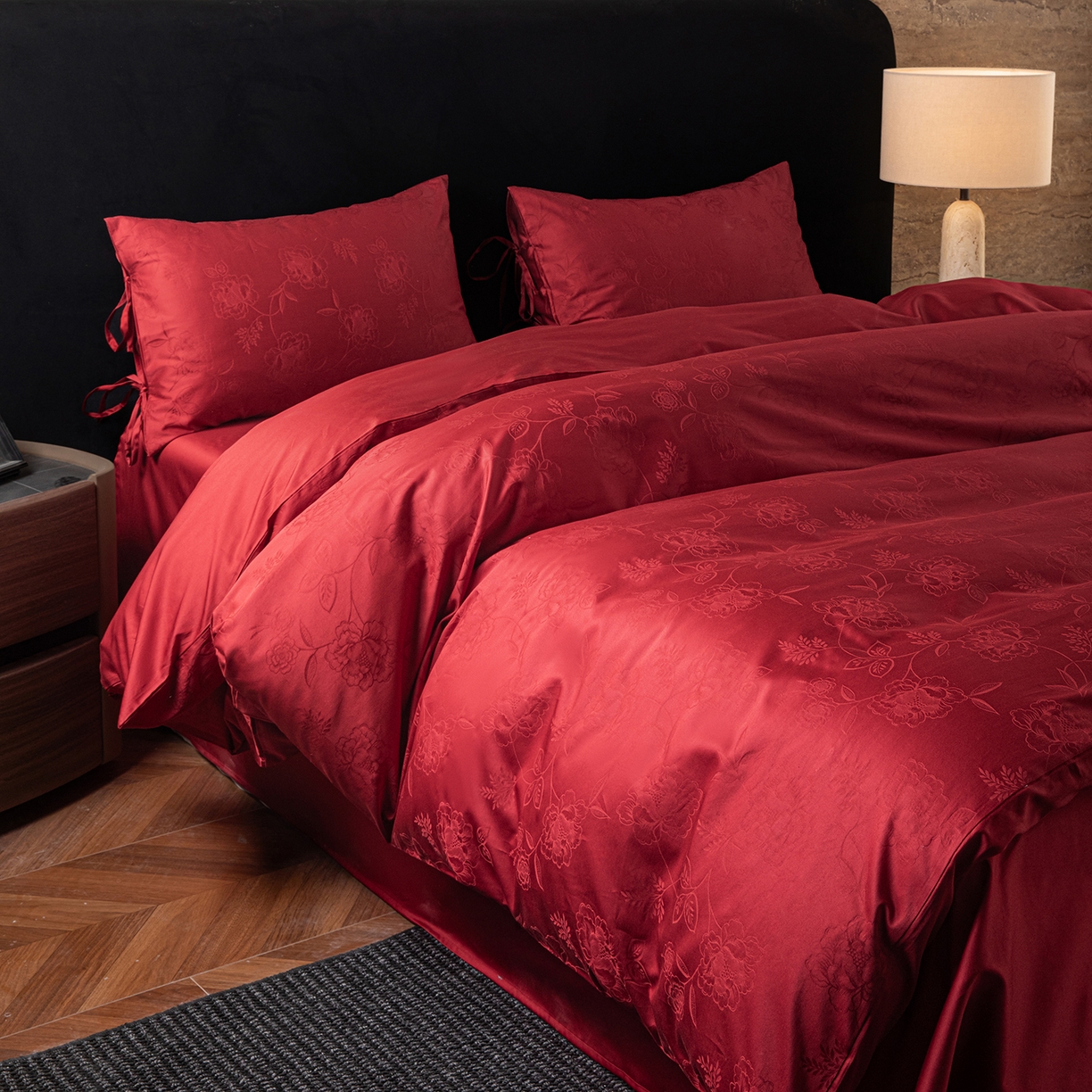 91家纺网 家纺一手货源 找家纺 （总）极简 2026新款秋冬款100S长绒棉精美提花系列四件套-场景二（标准会员-10 床笠立高28 控价小号258标准298加大328）