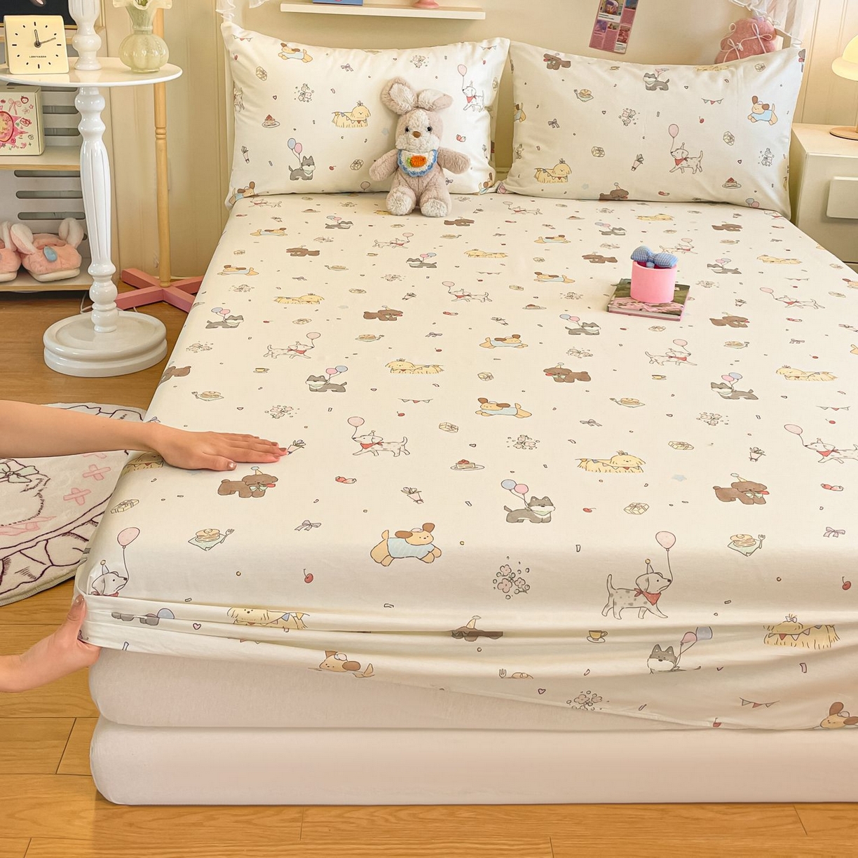 91家纺网 家纺一手货源 找家纺 寻米 2026新款春夏全棉13070印花四件套单品系列-单床笠 理查的小伙伴