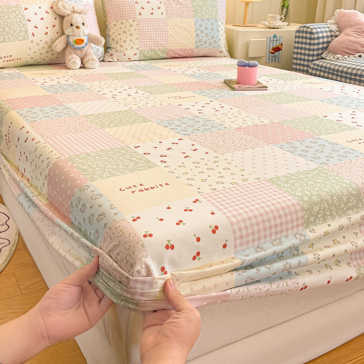 91家纺网 家纺一手货源 找家纺 寻米 2026新款春夏全棉13070印花四件套单品系列-单床笠 美式田园