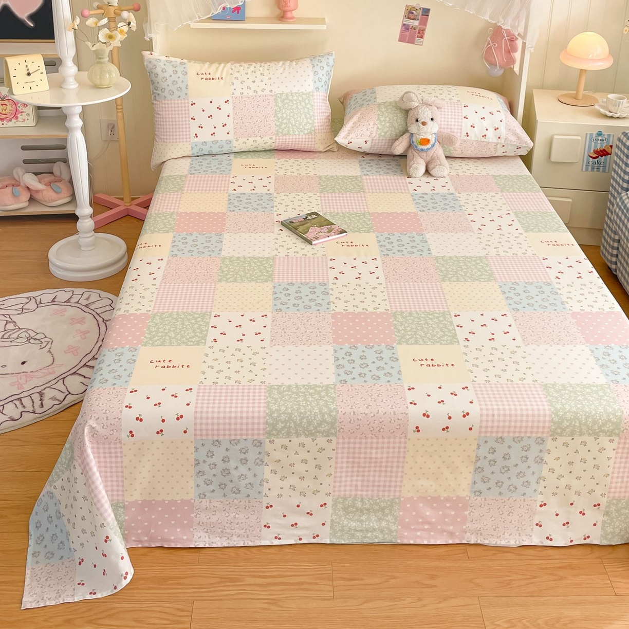 91家纺网 家纺一手货源 找家纺 寻米 2026新款春夏全棉13070印花四件套单品系列-单床笠 美式田园