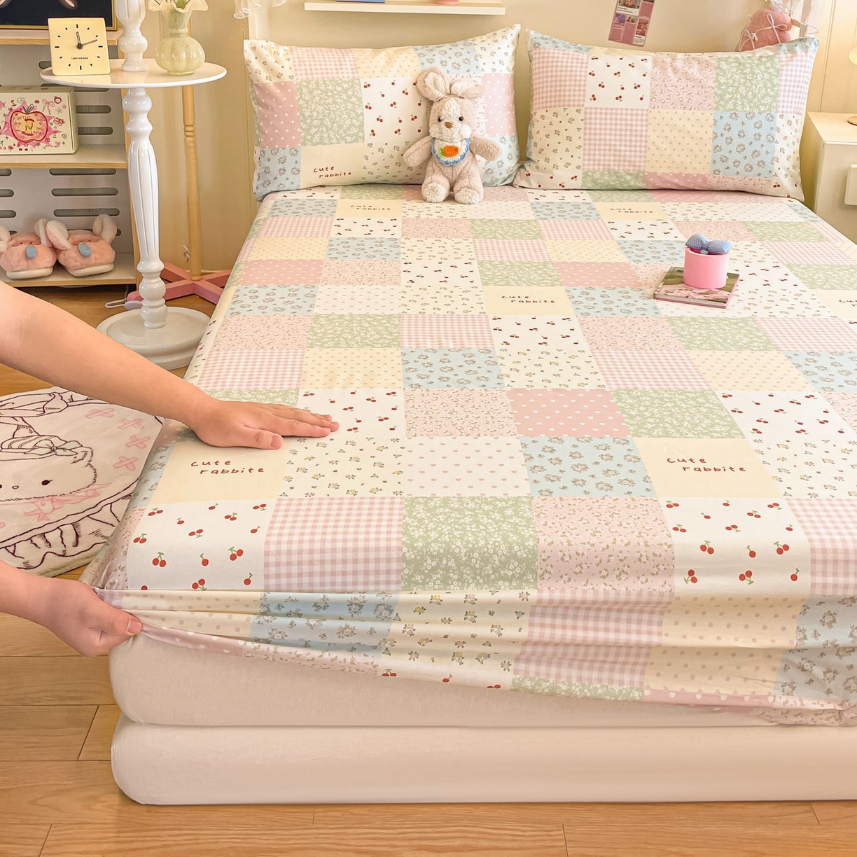 91家纺网 家纺一手货源 找家纺 寻米 2026新款春夏全棉13070印花四件套单品系列-单床笠 美式田园