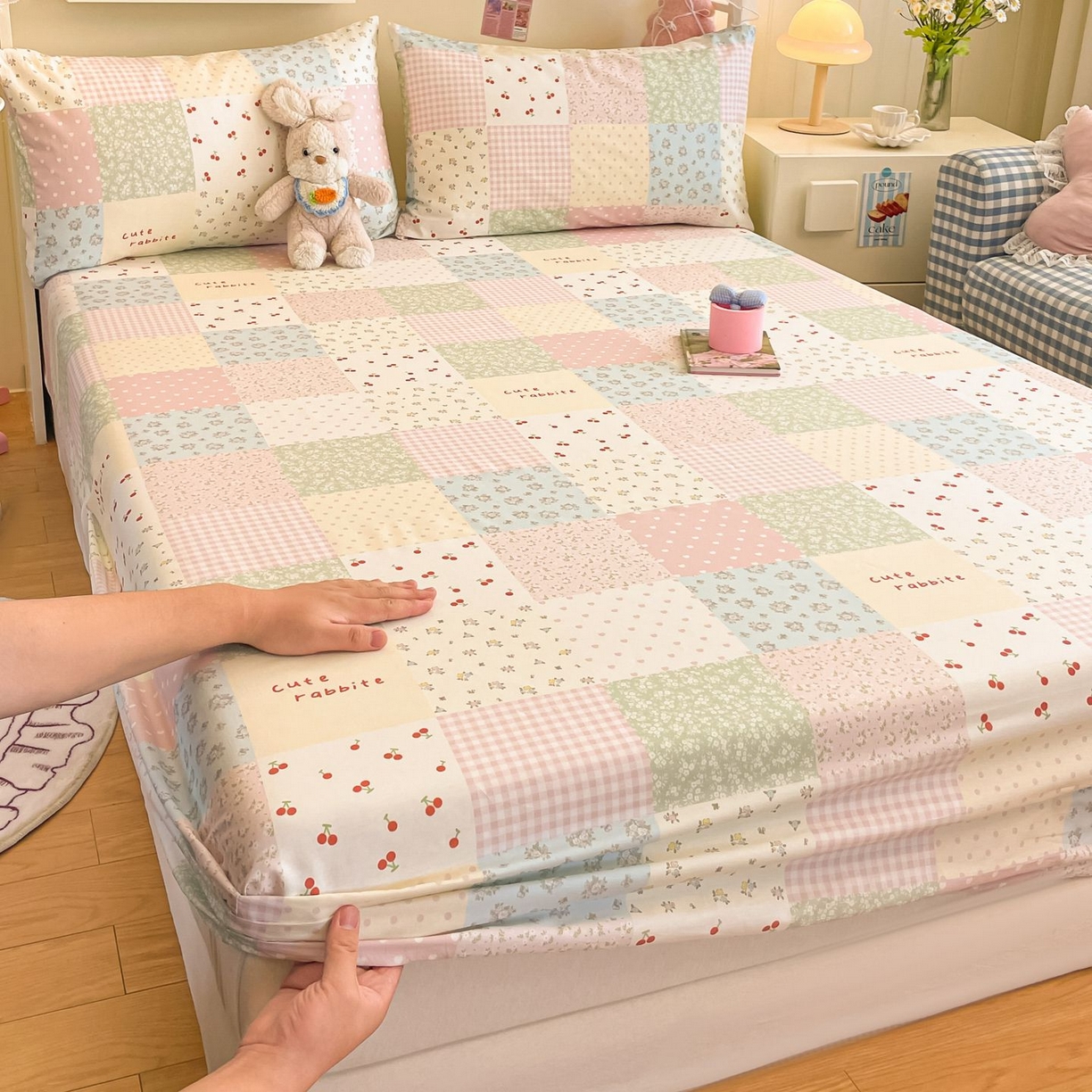 91家纺网 家纺一手货源 找家纺 寻米 2026新款春夏全棉13070印花四件套单品系列-单床笠 美式田园