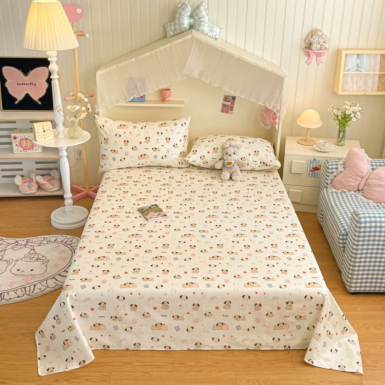 91家纺网 家纺一手货源 找家纺 寻米 2026新款春夏全棉13070印花四件套单品系列-单床笠 奶酪小狗