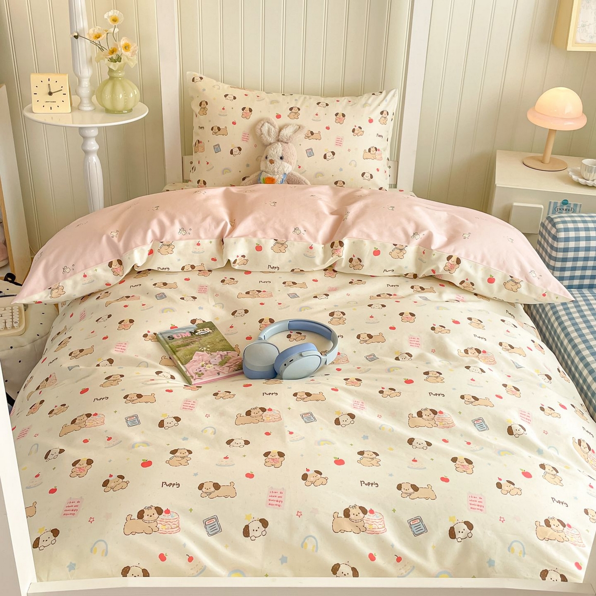 91家纺网 家纺一手货源 找家纺 寻米 2026新款春夏13070印花三件套单品系列-单床笠 奶酪小狗