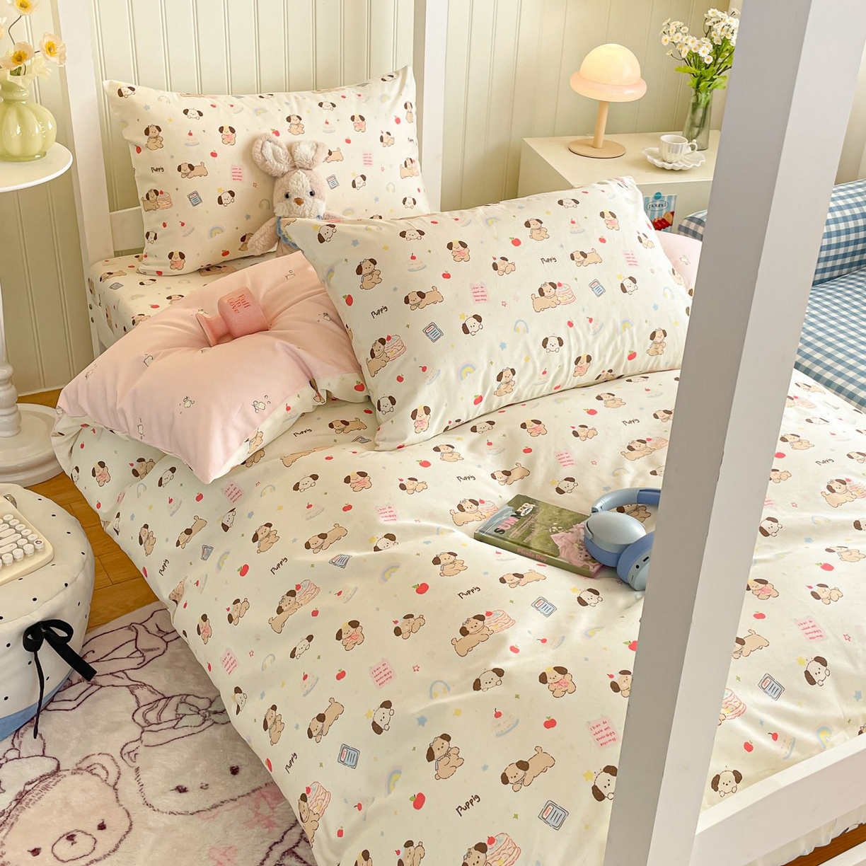 91家纺网 家纺一手货源 找家纺 寻米 2026新款春夏13070印花三件套单品系列-单床笠 奶酪小狗