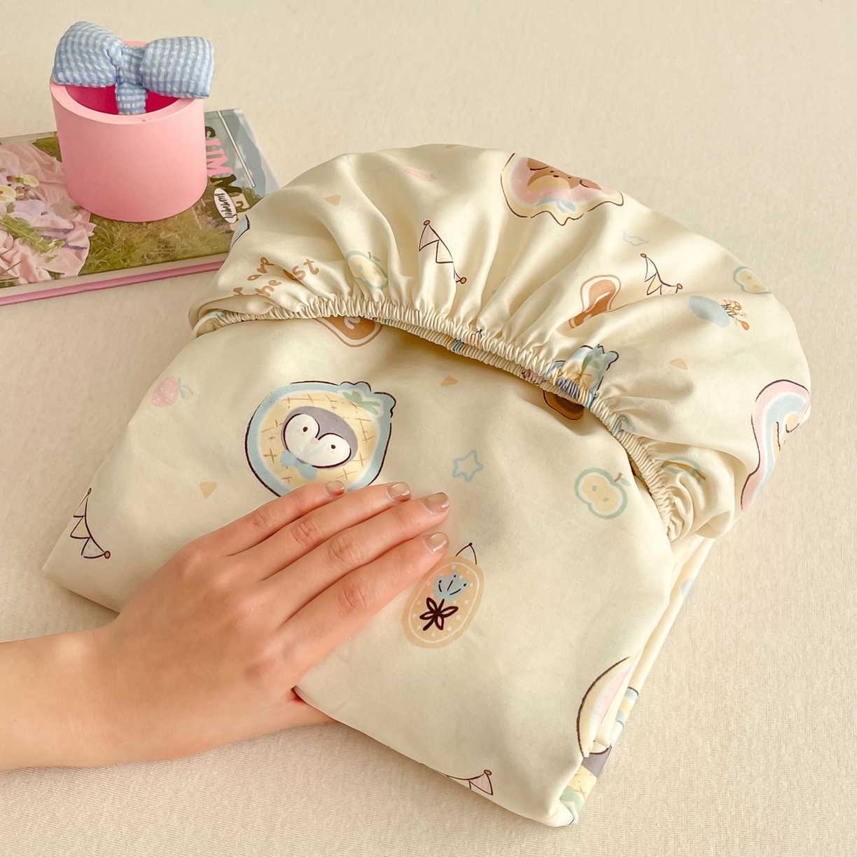 寻米 2026新款春夏全棉13070印花四件套单品系列-单床笠 奇妙动物园