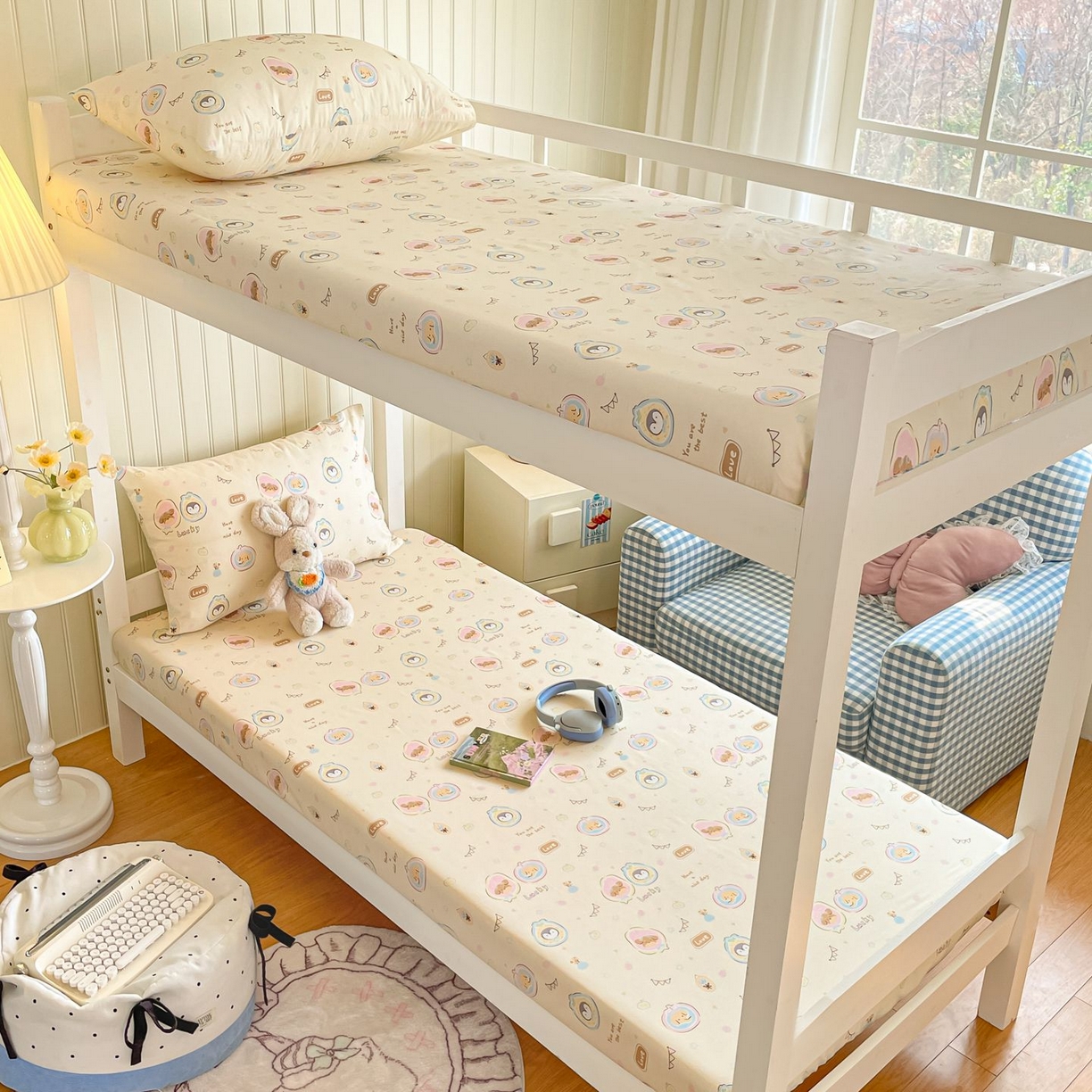 91家纺网 家纺一手货源 找家纺 寻米 2026新款春夏13070印花三件套单品系列-单床笠 奇妙动物园