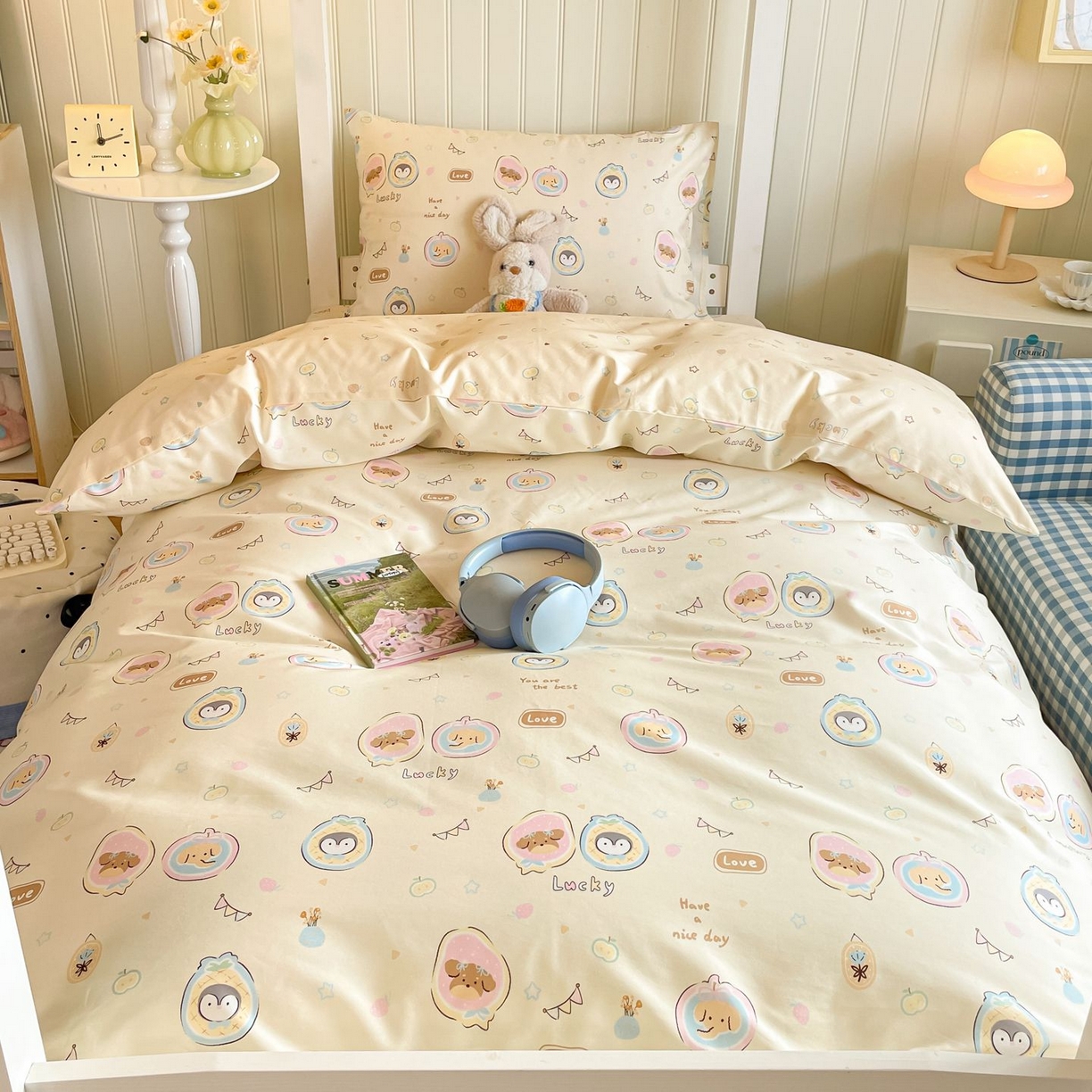 91家纺网 家纺一手货源 找家纺 寻米 2026新款春夏13070印花三件套单品系列-单床笠 奇妙动物园