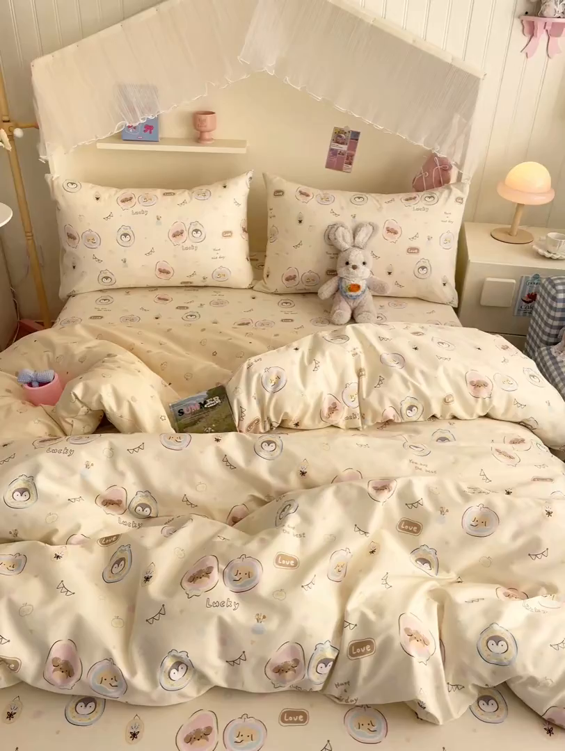 91家纺网 家纺一手货源 找家纺 寻米 2026新款春夏全棉13070印花四件套单品系列-单床笠 奇妙动物园
