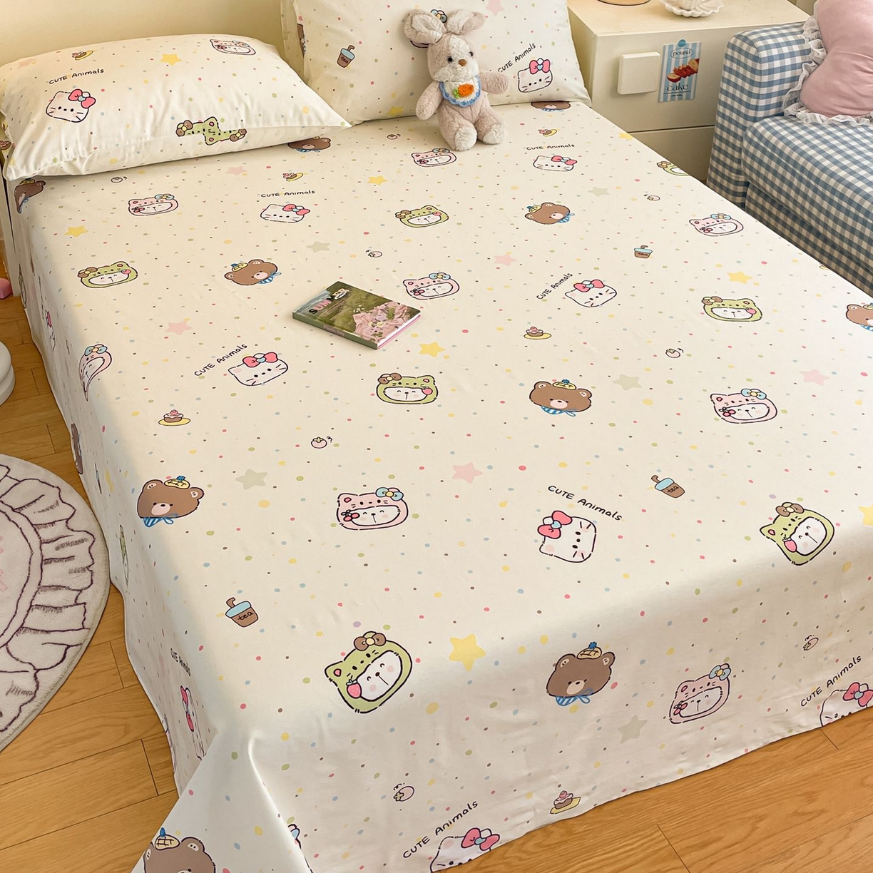 91家纺网 家纺一手货源 找家纺 寻米 2026新款春夏全棉13070印花四件套单品系列-单床笠 甜豆星球