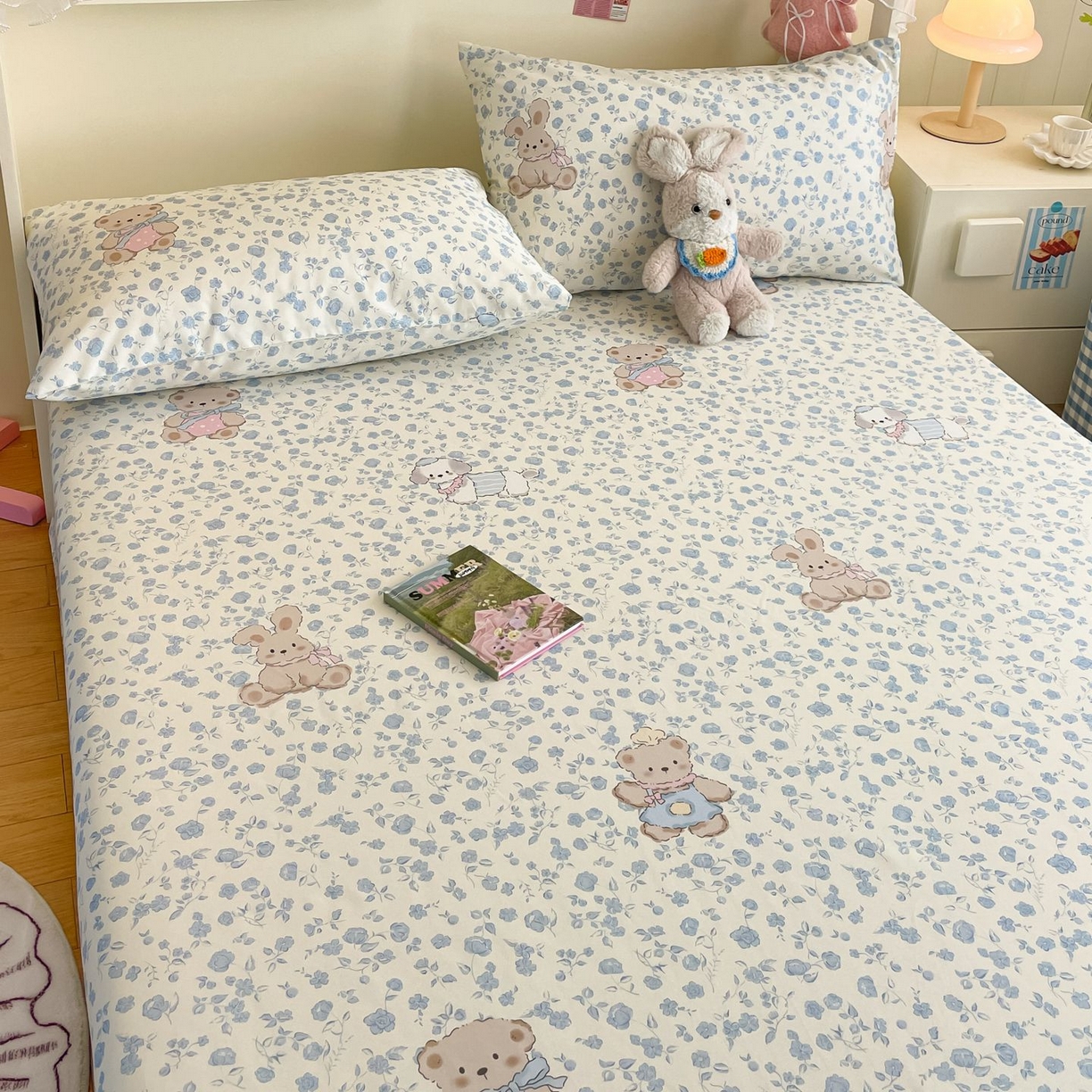 91家纺网 家纺一手货源 找家纺 寻米 2026新款春夏全棉13070印花四件套单品系列-单床笠 甜梦小熊