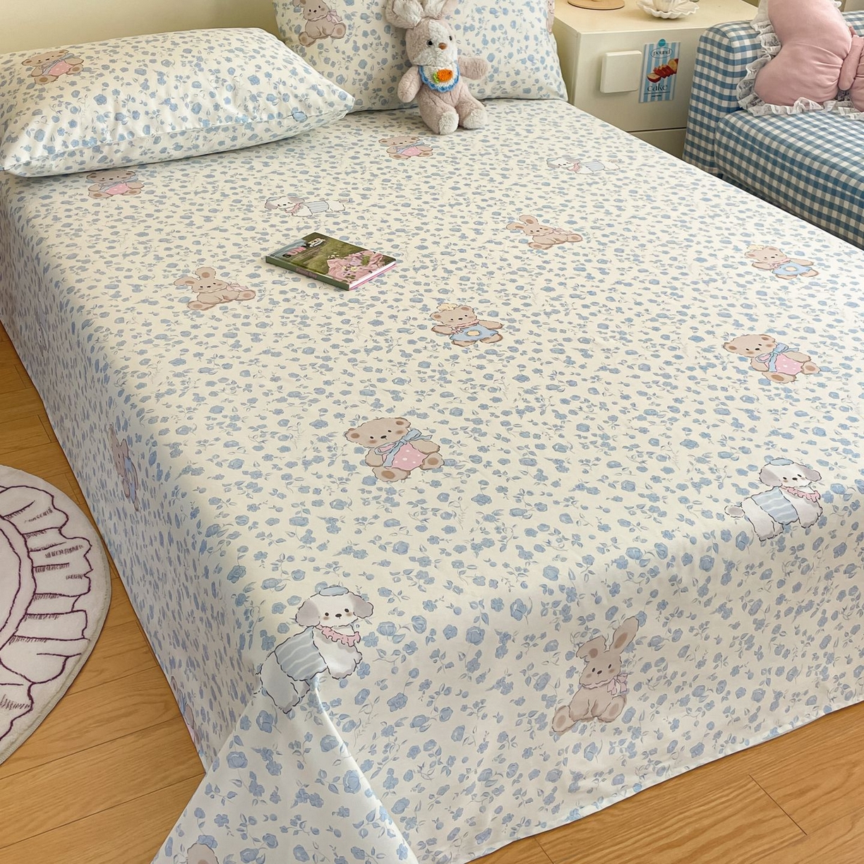 91家纺网 家纺一手货源 找家纺 寻米 2026新款春夏全棉13070印花四件套单品系列-单床笠 甜梦小熊