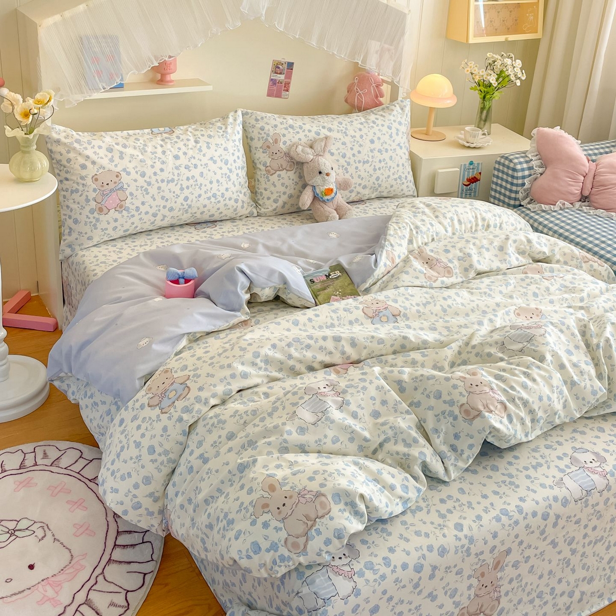 91家纺网 家纺一手货源 找家纺 寻米 2026新款春夏全棉13070印花四件套单品系列-单床笠 甜梦小熊