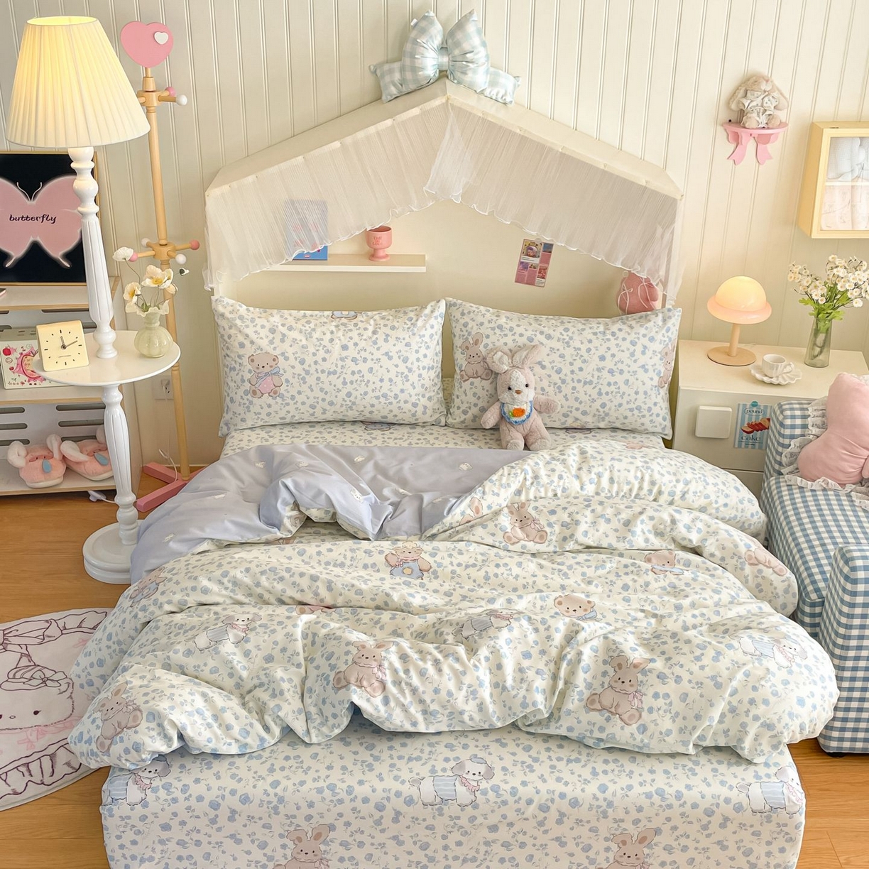 91家纺网 家纺一手货源 找家纺 寻米 2026新款春夏全棉13070印花四件套单品系列-单床笠 甜梦小熊