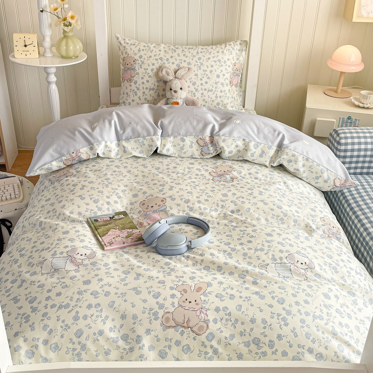 91家纺网 家纺一手货源 找家纺 寻米 2026新款春夏13070印花三件套单品系列-单床笠 甜梦小熊