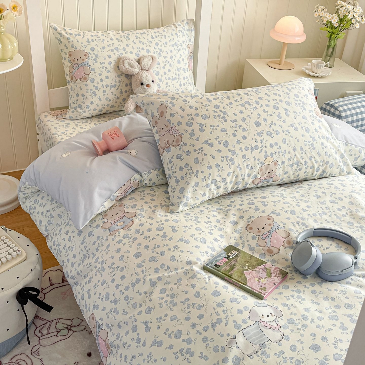 91家纺网 家纺一手货源 找家纺 寻米 2026新款春夏13070印花三件套单品系列-单床笠 甜梦小熊