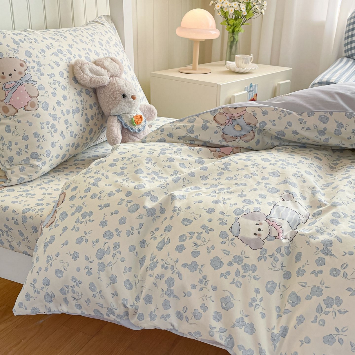 91家纺网 家纺一手货源 找家纺 寻米 2026新款春夏13070印花三件套单品系列-单床笠 甜梦小熊