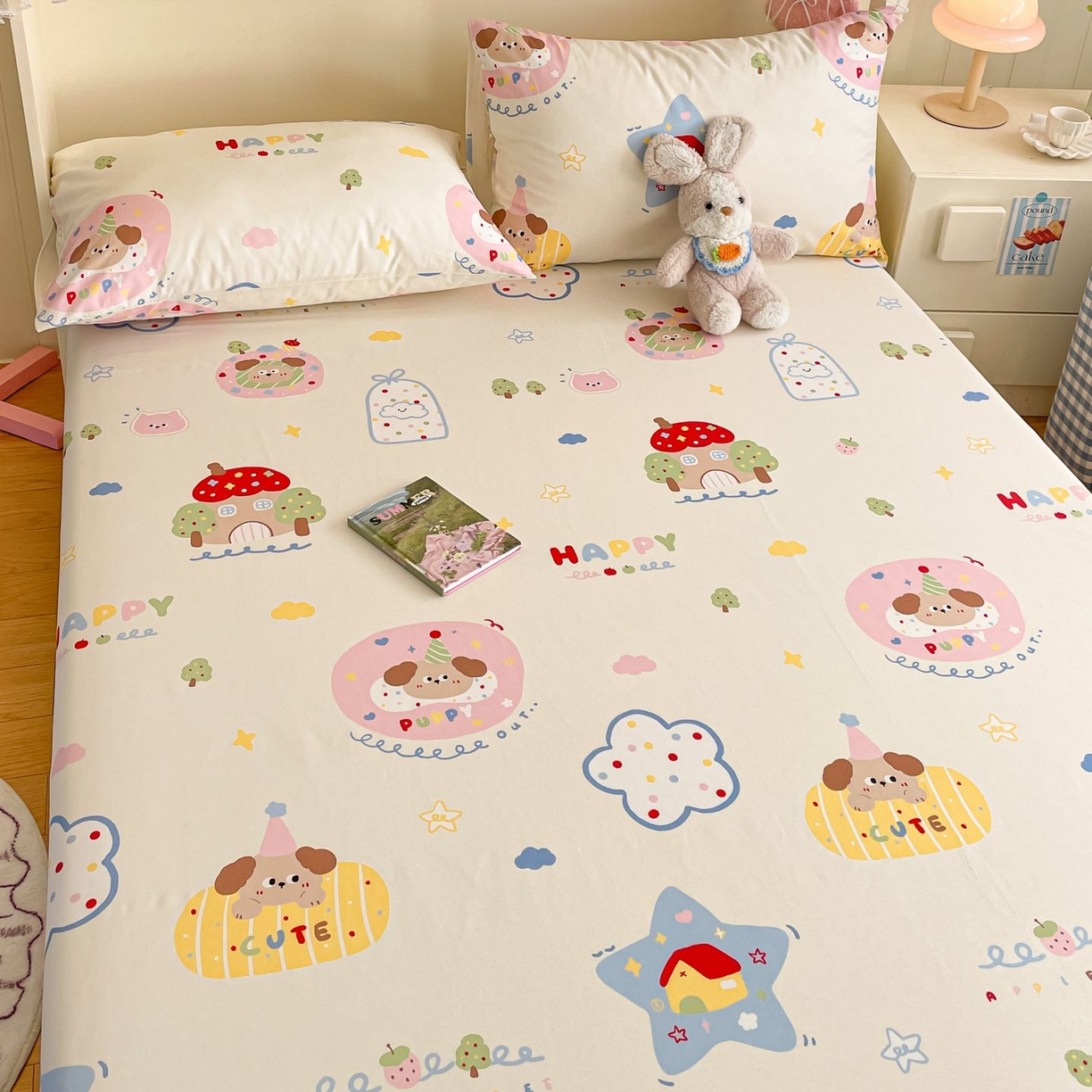 91家纺网 家纺一手货源 找家纺 寻米 2026新款春夏全棉13070印花四件套单品系列-单床笠 香草泡芙