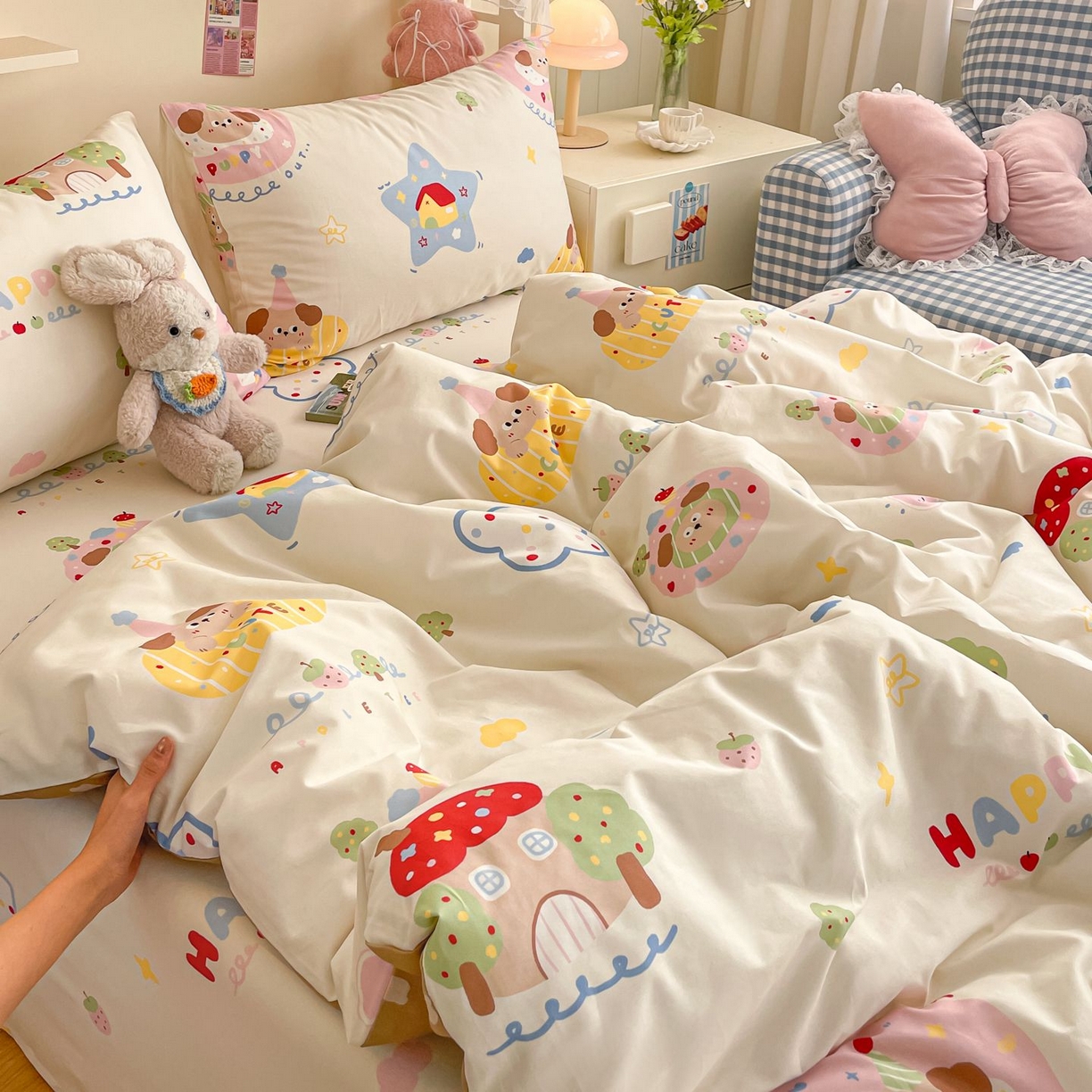 91家纺网 家纺一手货源 找家纺 寻米 2026新款春夏全棉13070印花四件套单品系列-单床笠 香草泡芙