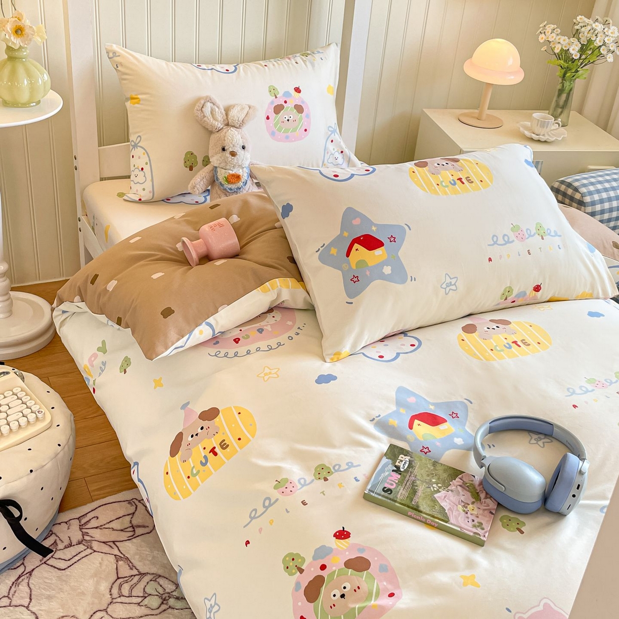 91家纺网 家纺一手货源 找家纺 寻米 2026新款春夏13070印花三件套单品系列-单床笠 香草泡芙