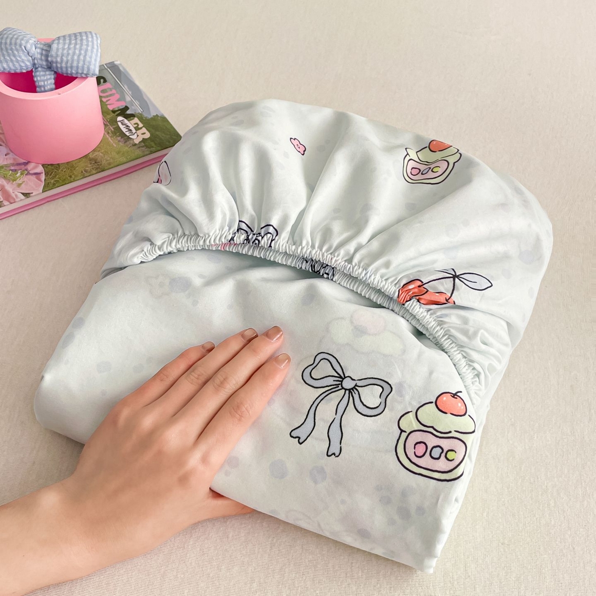 寻米 2026新款春夏全棉13070印花四件套单品系列-单床笠 小熊饼干