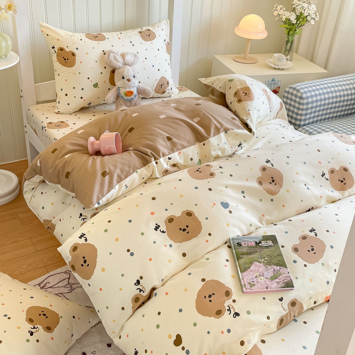 91家纺网 家纺一手货源 找家纺 寻米 2026新款春夏13070印花三件套单品系列-单床笠 小熊软糖