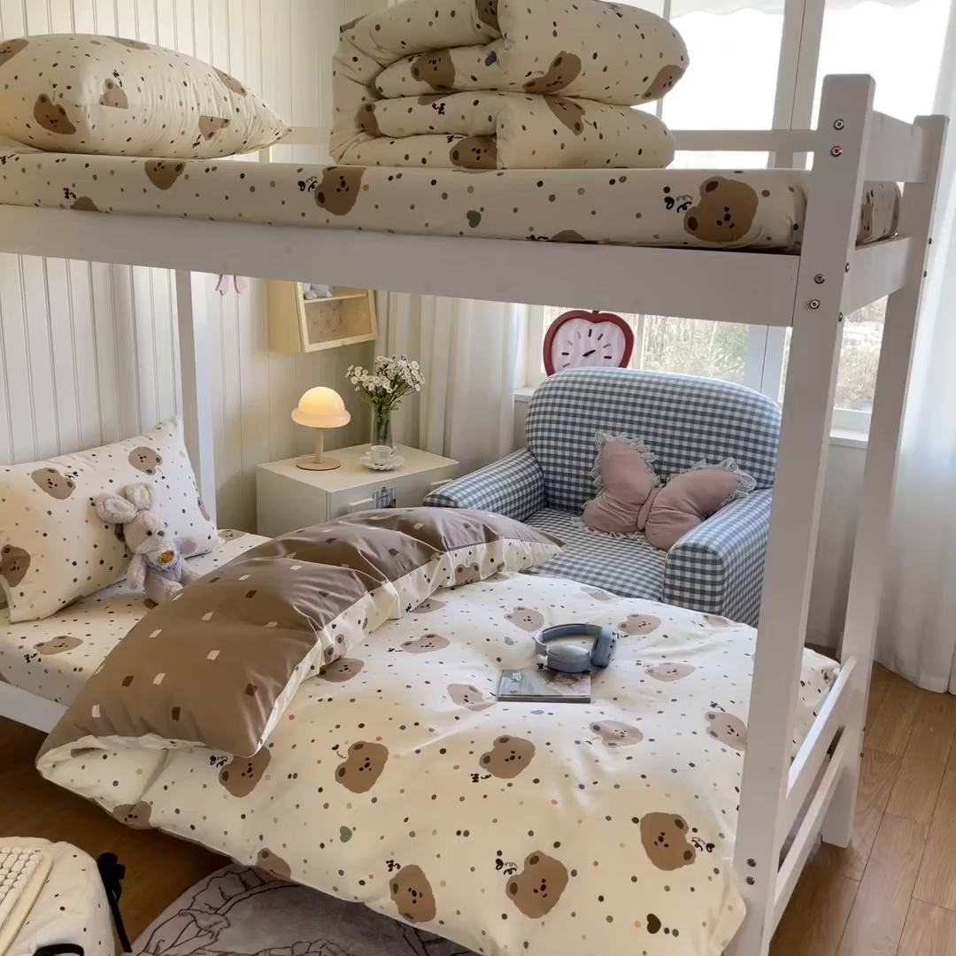 91家纺网 家纺一手货源 找家纺 寻米 2026新款春夏13070印花三件套单品系列-单床笠 小熊软糖