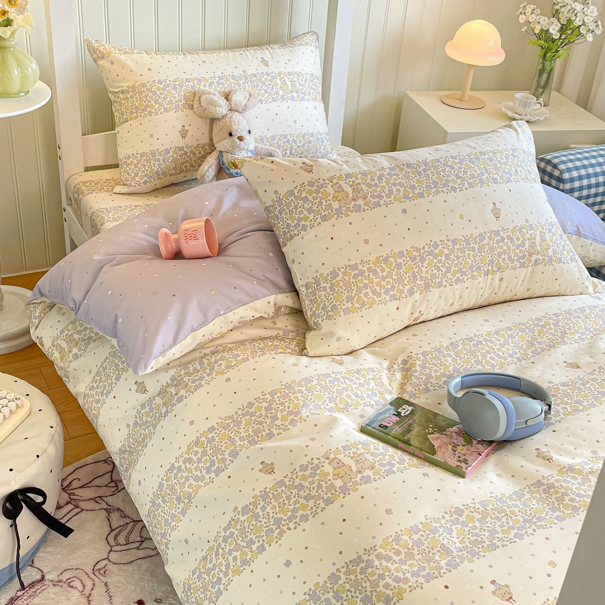 91家纺网 家纺一手货源 找家纺 寻米 2026新款春夏13070印花三件套单品系列-单床笠 小熊温蒂