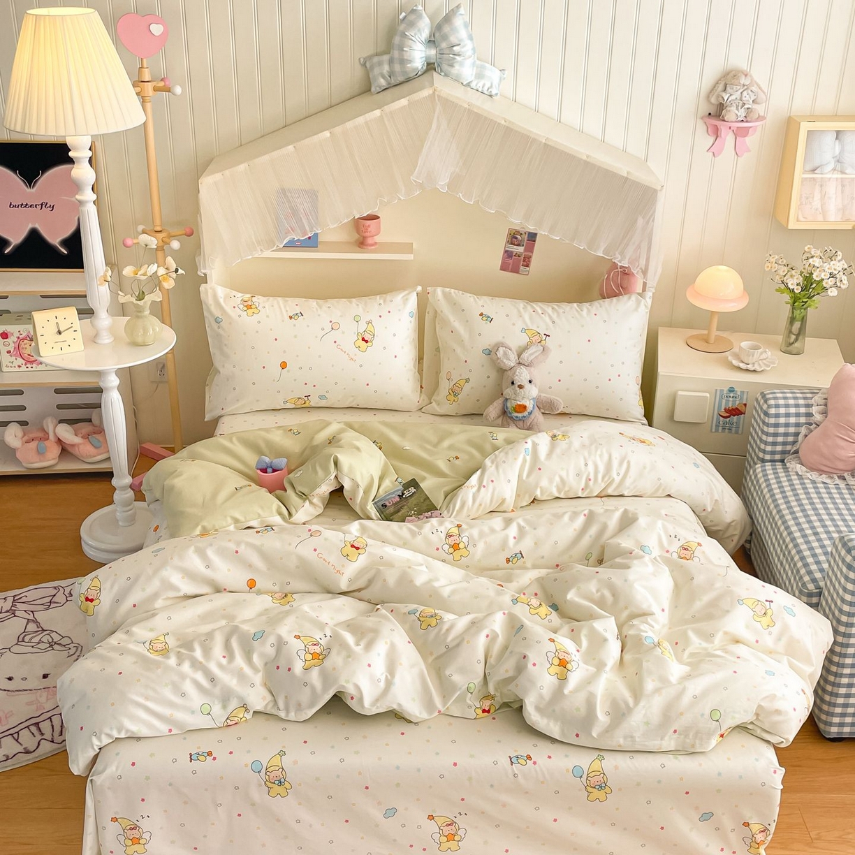 91家纺网 家纺一手货源 找家纺 寻米 2026新款春夏全棉13070印花四件套单品系列-单床笠 星星小熊