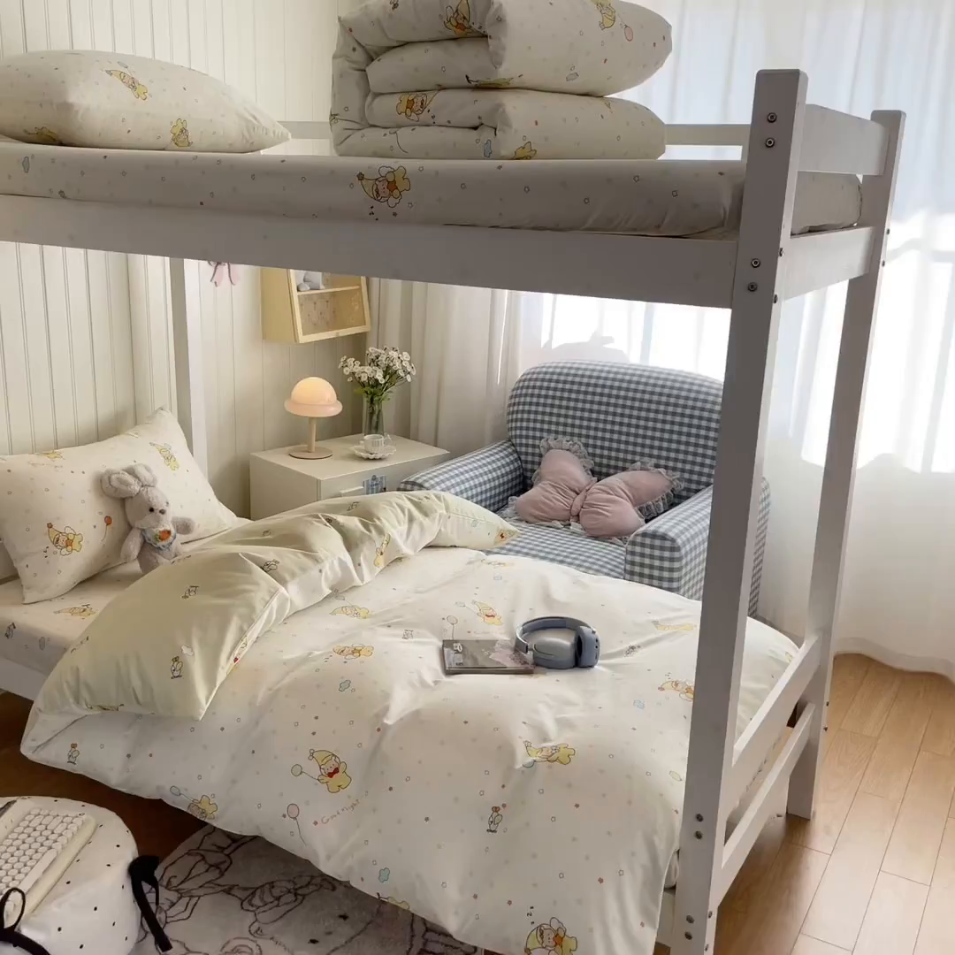 91家纺网 家纺一手货源 找家纺 寻米 2026新款春夏13070印花三件套单品系列-单床笠 星星小熊