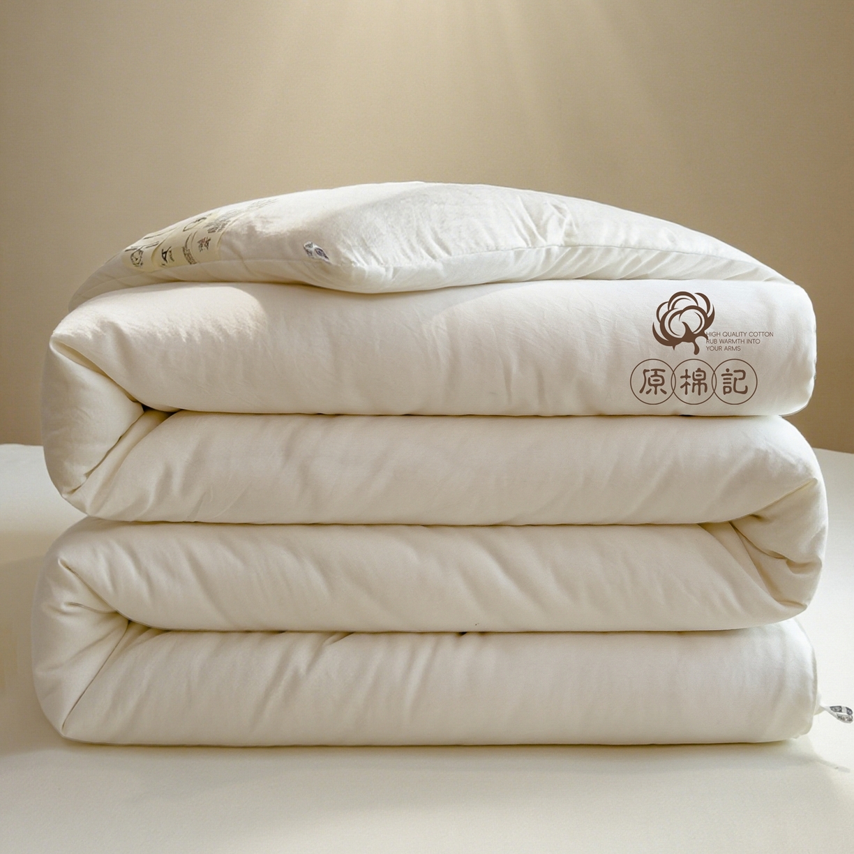 91家纺网 家纺一手货源 找家纺 好尚居 2026新款纯色斜标木棉混合棉花被被子被芯 原棉季-白