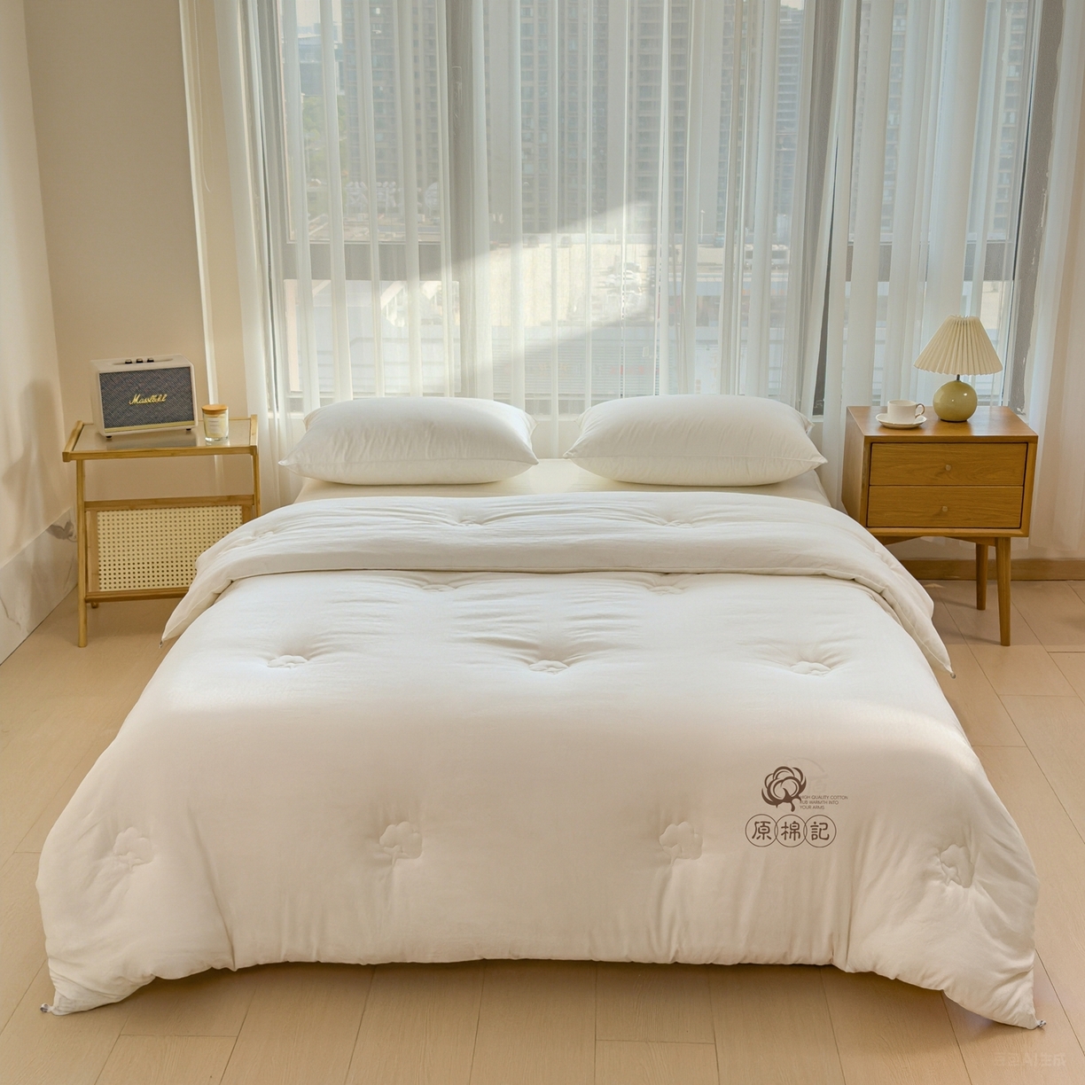 91家纺网 家纺一手货源 找家纺 好尚居 2026新款纯色斜标木棉混合棉花被被子被芯 原棉季-白