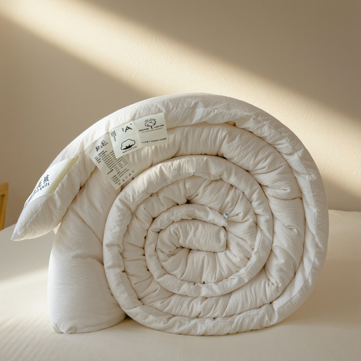 91家纺网 家纺一手货源 找家纺 好尚居 2026新款纯色斜标木棉混合棉花被被子被芯 斜标-白