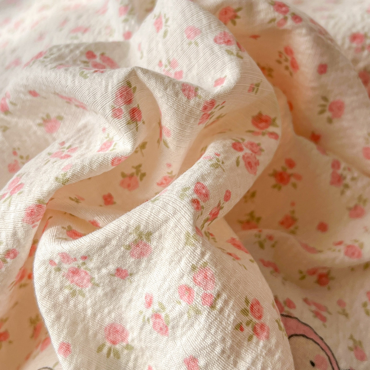 91家纺网 家纺一手货源 找家纺 美梦家纺 2026春夏新款云感皱皱纱床盖四件套 芭比兔