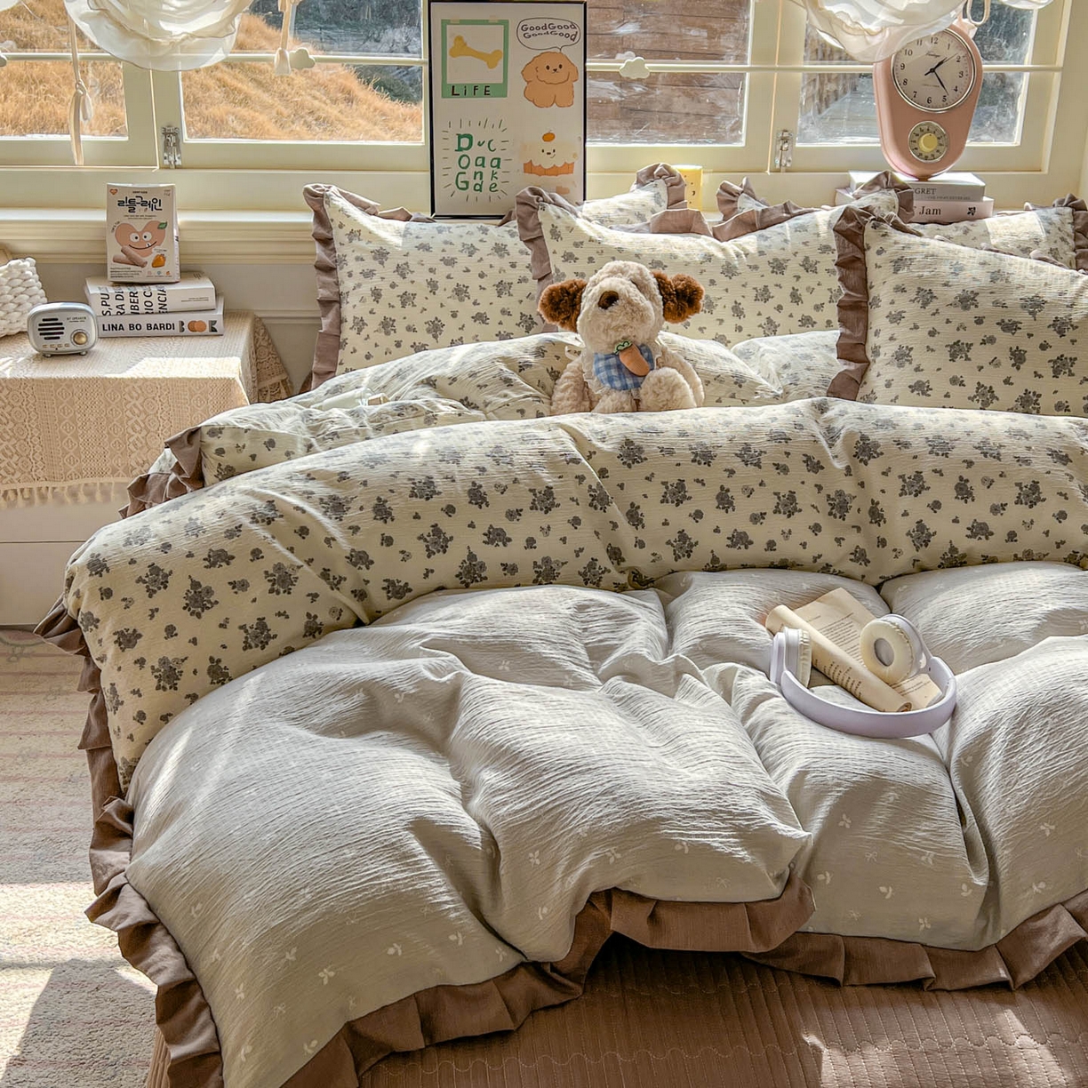 91家纺网 家纺一手货源 找家纺 美梦家纺 2026春夏新款云感皱皱纱床盖四件套 椿庭序