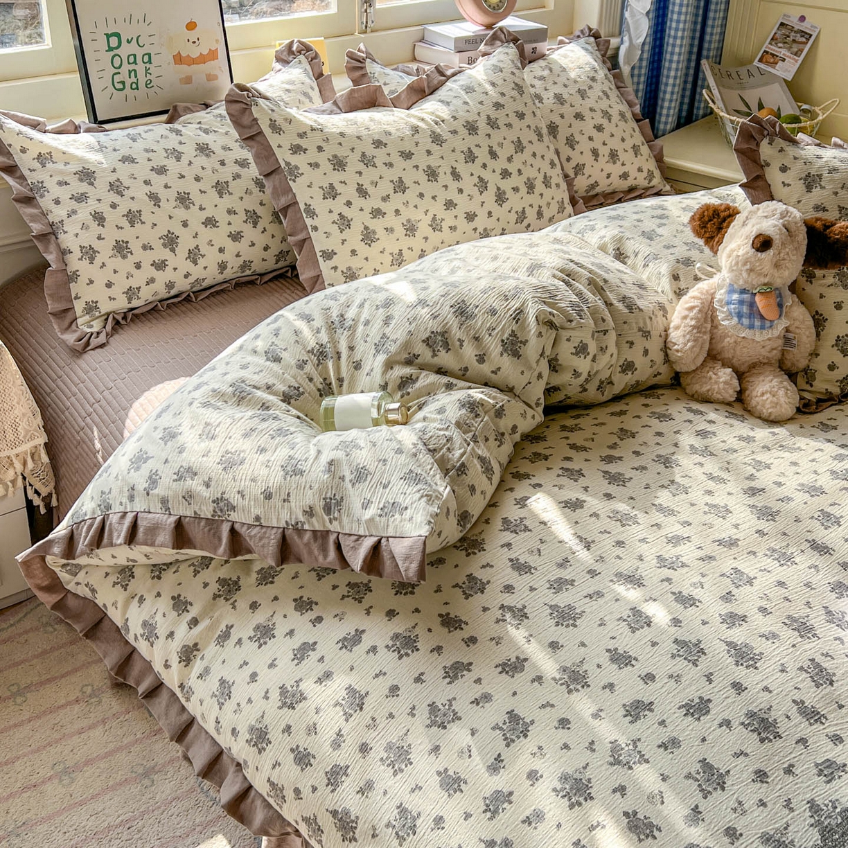 91家纺网 家纺一手货源 找家纺 美梦家纺 2026春夏新款云感皱皱纱床盖四件套 椿庭序