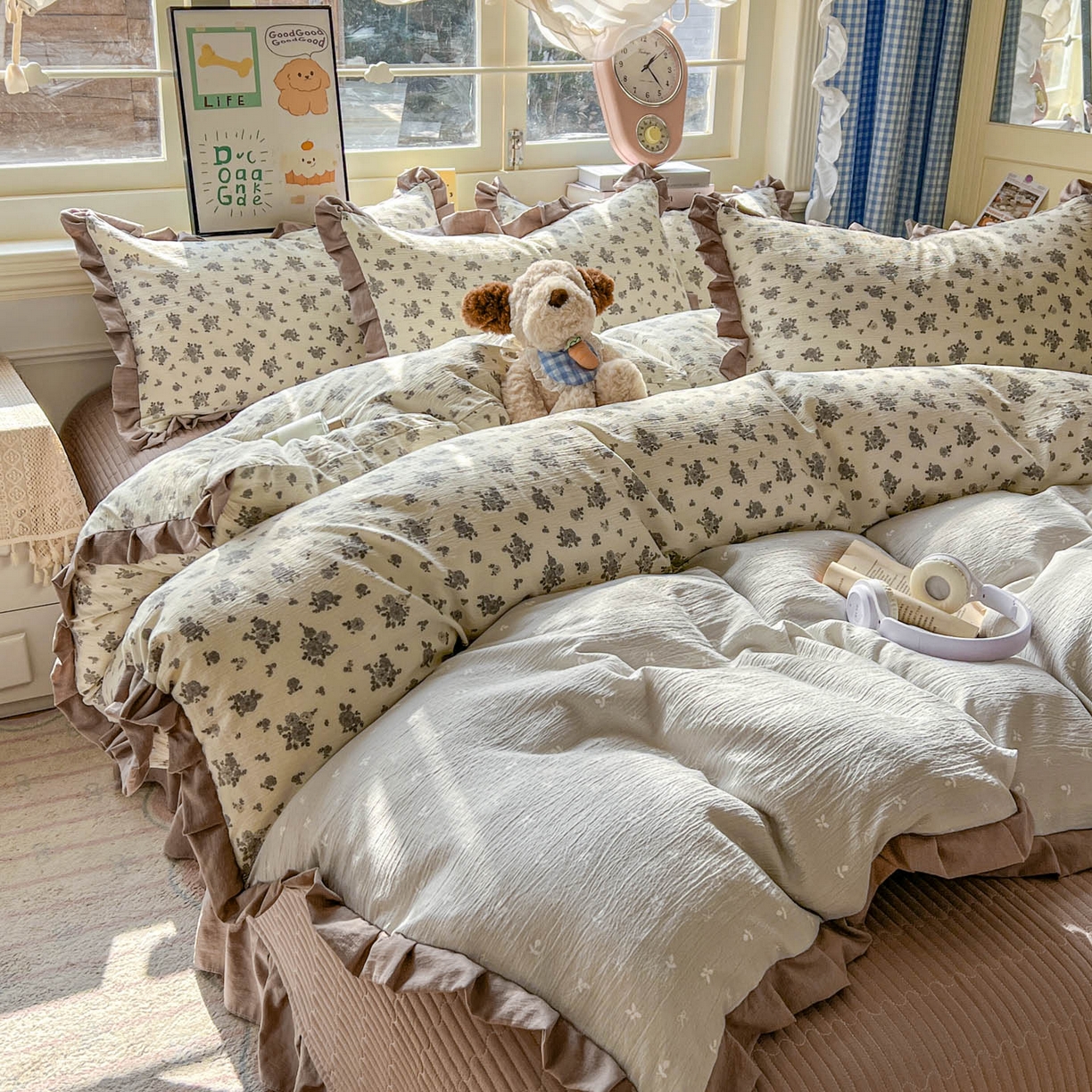 91家纺网 家纺一手货源 找家纺 美梦家纺 2026春夏新款云感皱皱纱床盖四件套 椿庭序