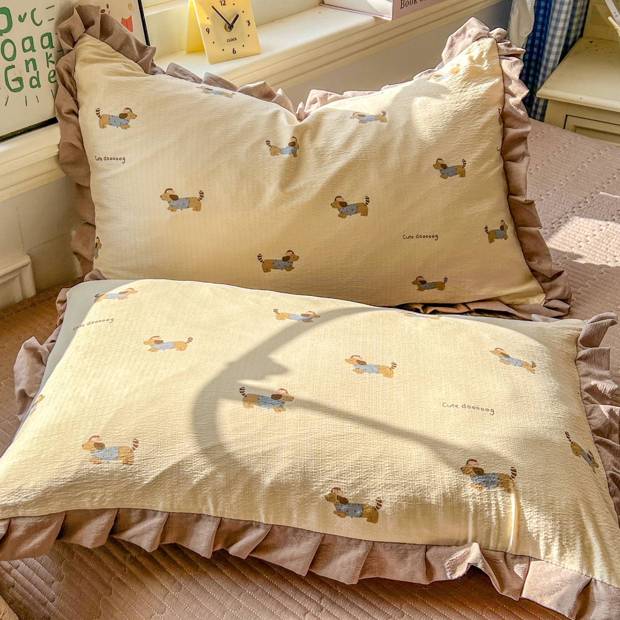 91家纺网 家纺一手货源 找家纺 美梦家纺 2026春夏新款云感皱皱纱床盖四件套 俏皮狗