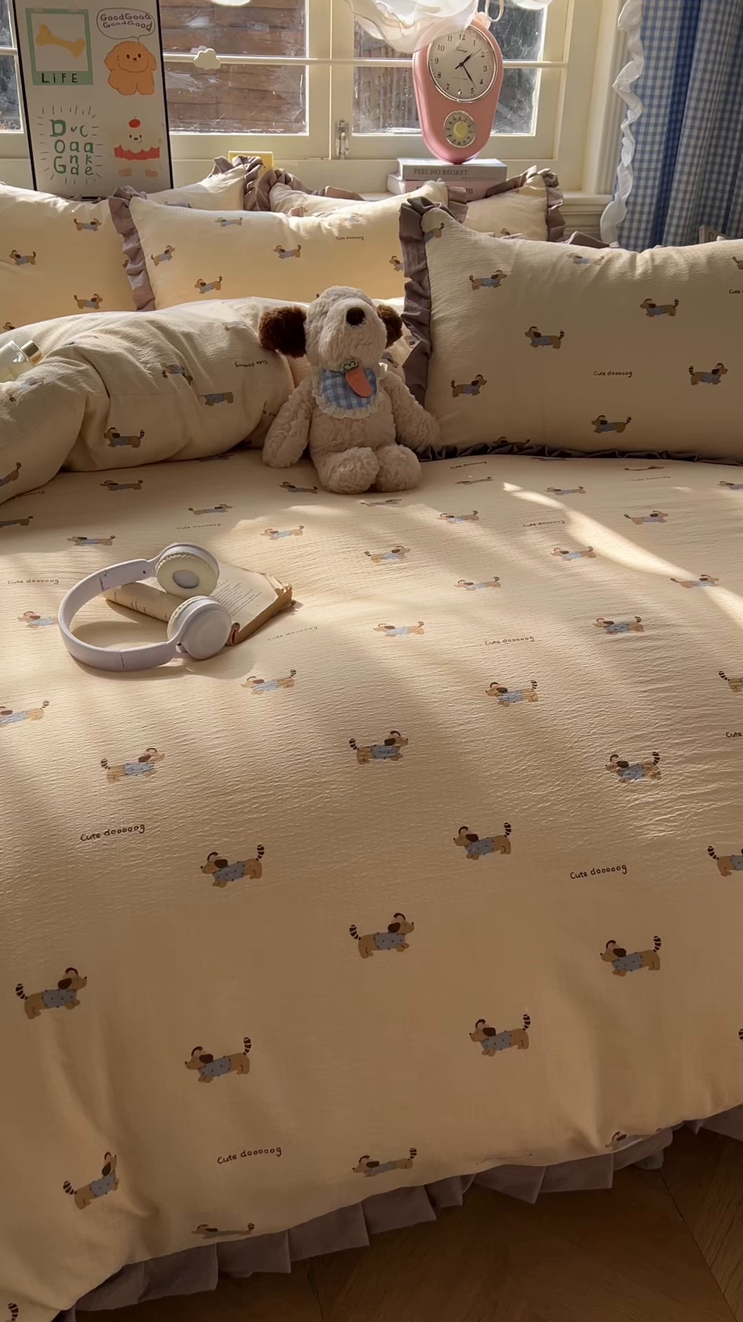 91家纺网 家纺一手货源 找家纺 美梦家纺 2026春夏新款云感皱皱纱床盖四件套 俏皮狗