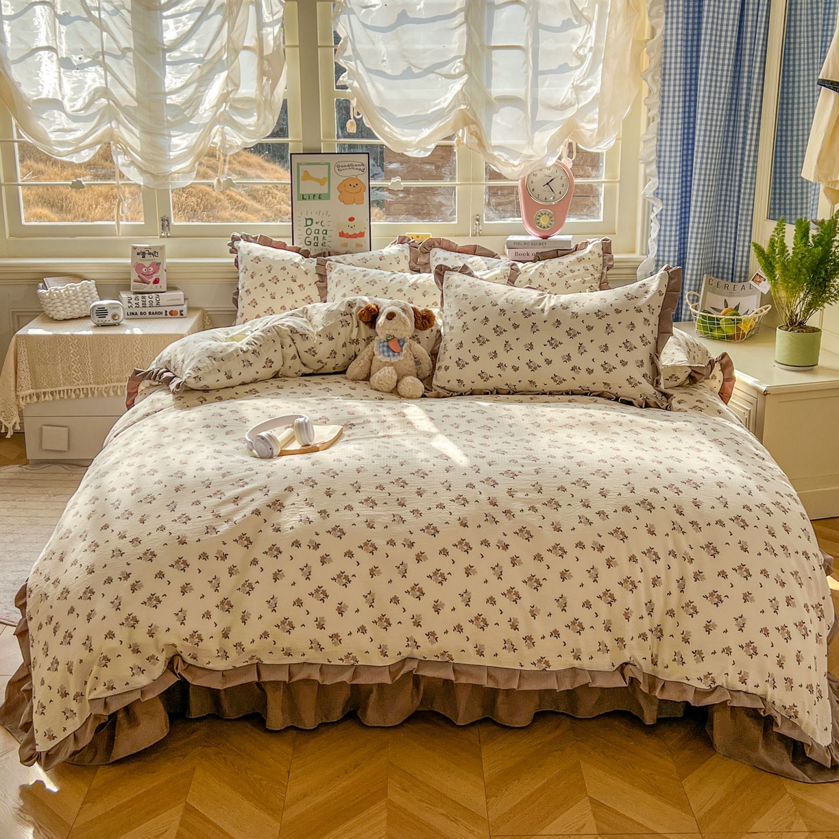 91家纺网 家纺一手货源 找家纺 美梦家纺 2026春夏新款云感皱皱纱床盖四件套 苏槿