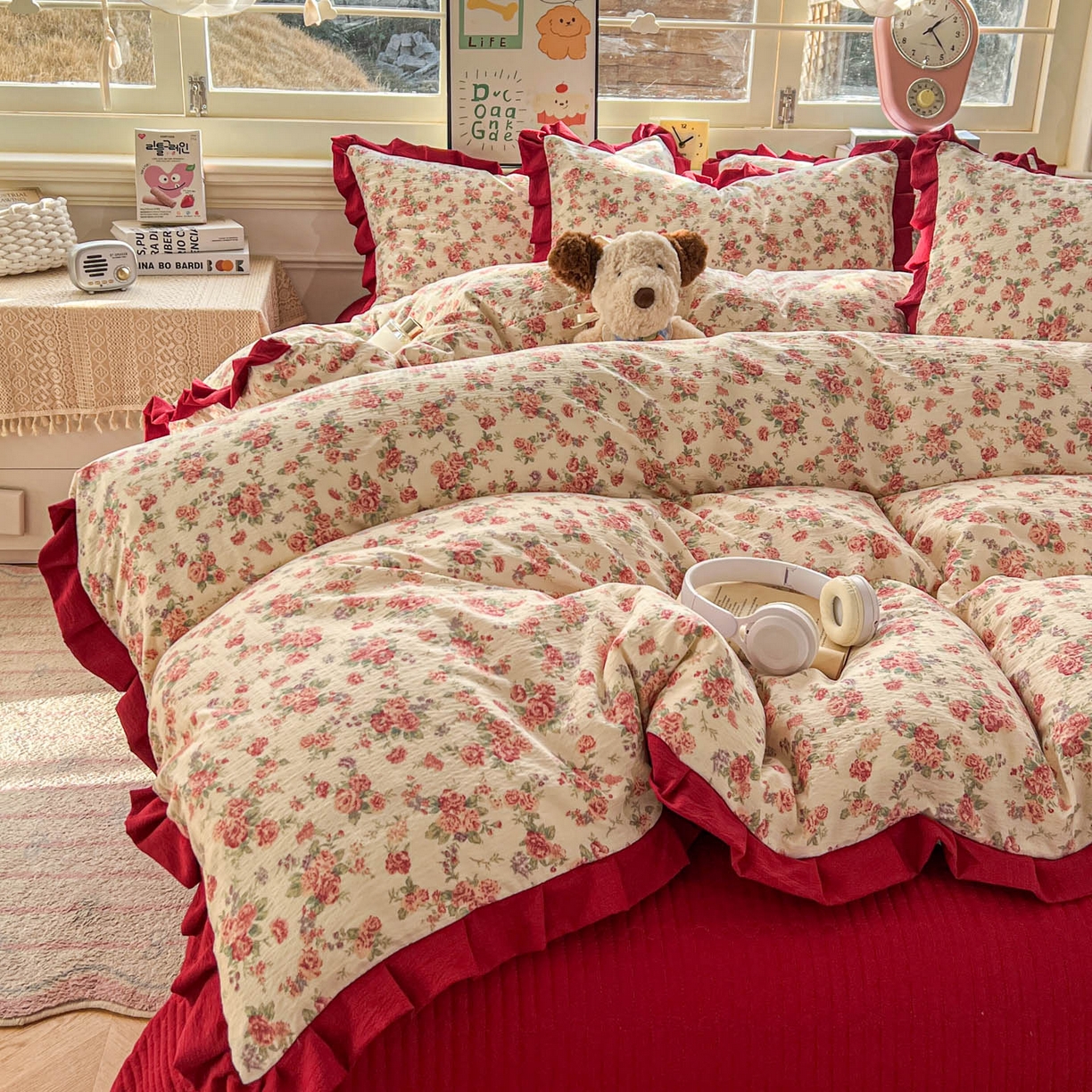 91家纺网 家纺一手货源 找家纺 美梦家纺 2026春夏新款云感皱皱纱床盖四件套 星眠云野