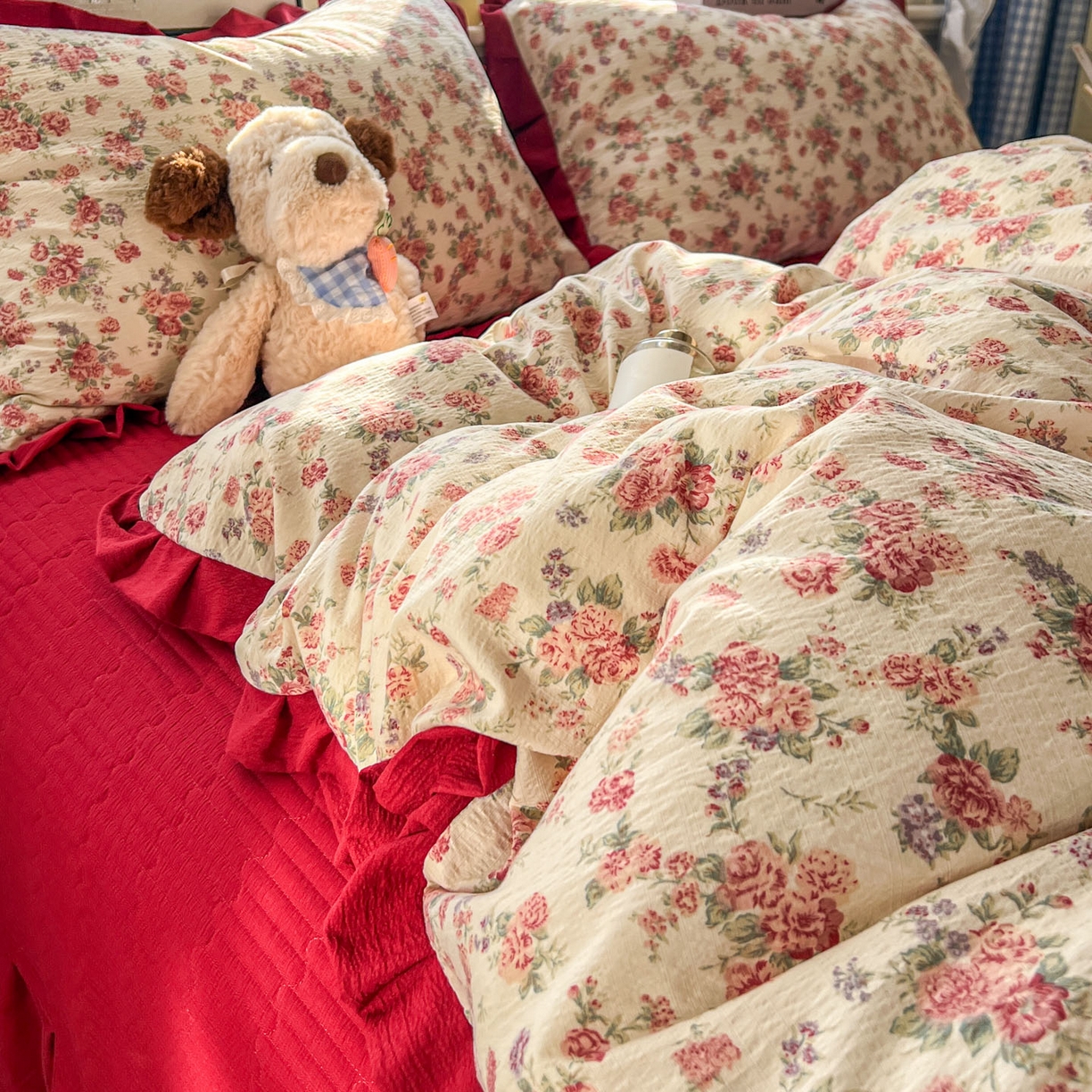 91家纺网 家纺一手货源 找家纺 美梦家纺 2026春夏新款云感皱皱纱床盖四件套 星眠云野