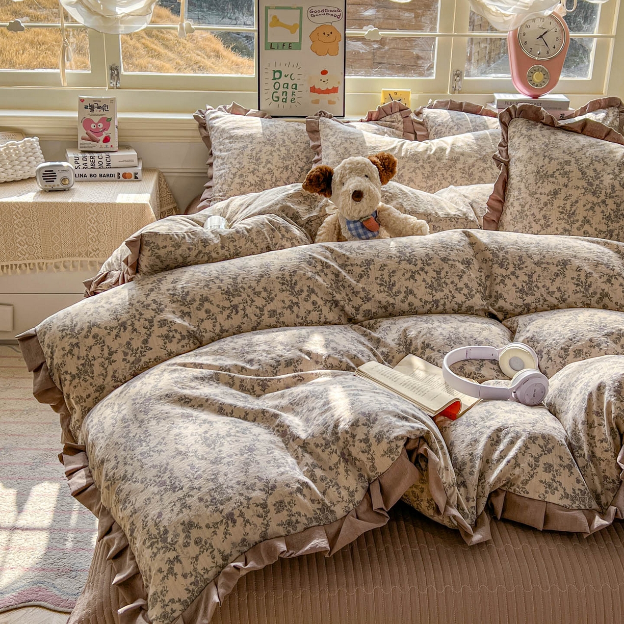 91家纺网 家纺一手货源 找家纺 美梦家纺 2026春夏新款云感皱皱纱床盖四件套 竹歆花语