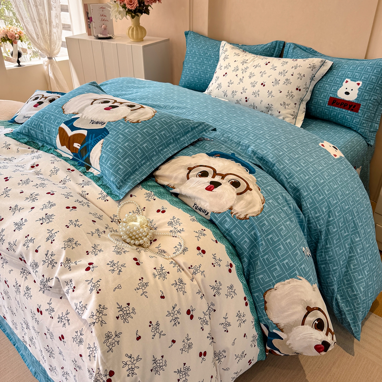 91家纺网 家纺一手货源 找家纺 壹贝家纺 2026新款全棉磨毛四件套系列 凯宝-蓝