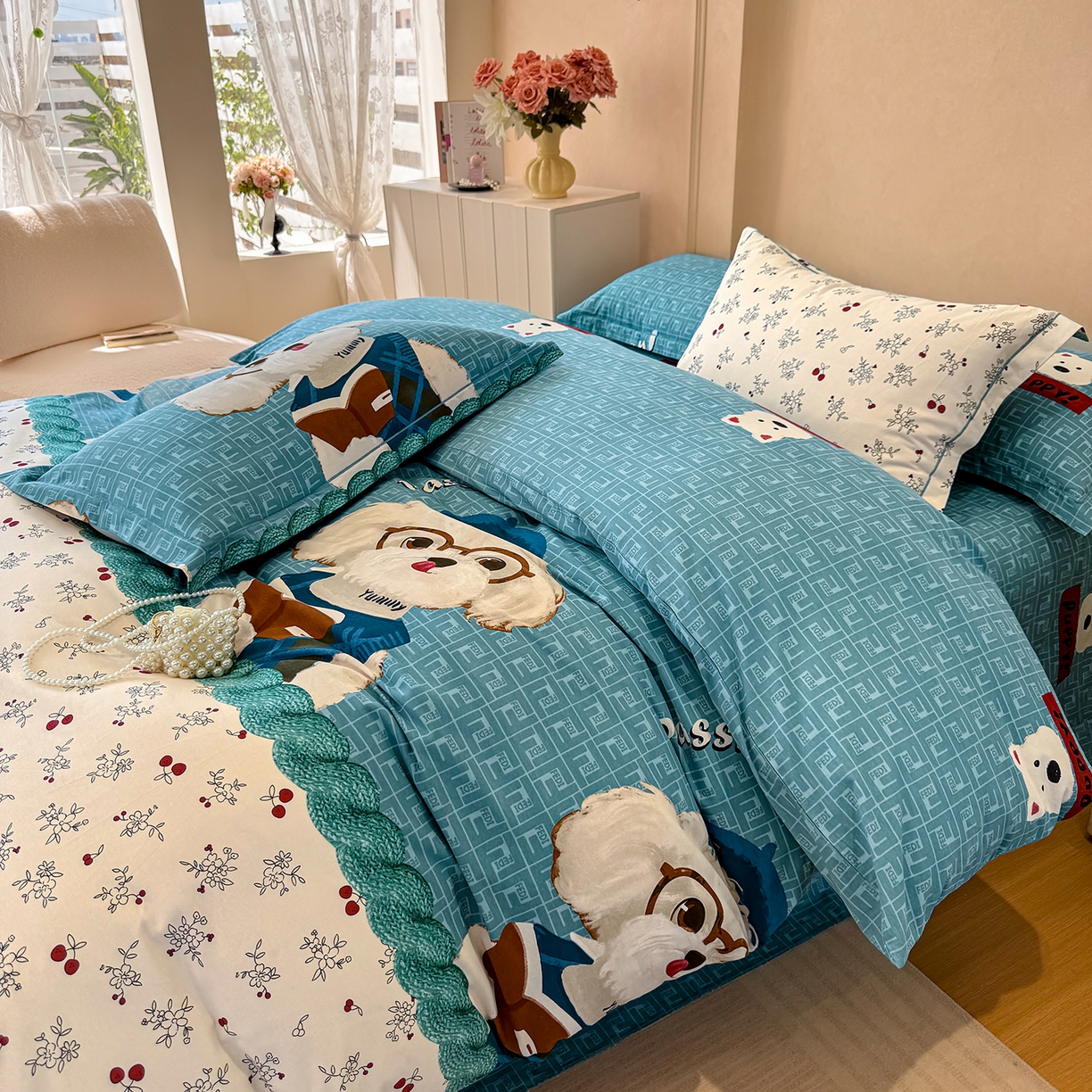 91家纺网 家纺一手货源 找家纺 壹贝家纺 2026新款全棉磨毛四件套系列 凯宝-蓝