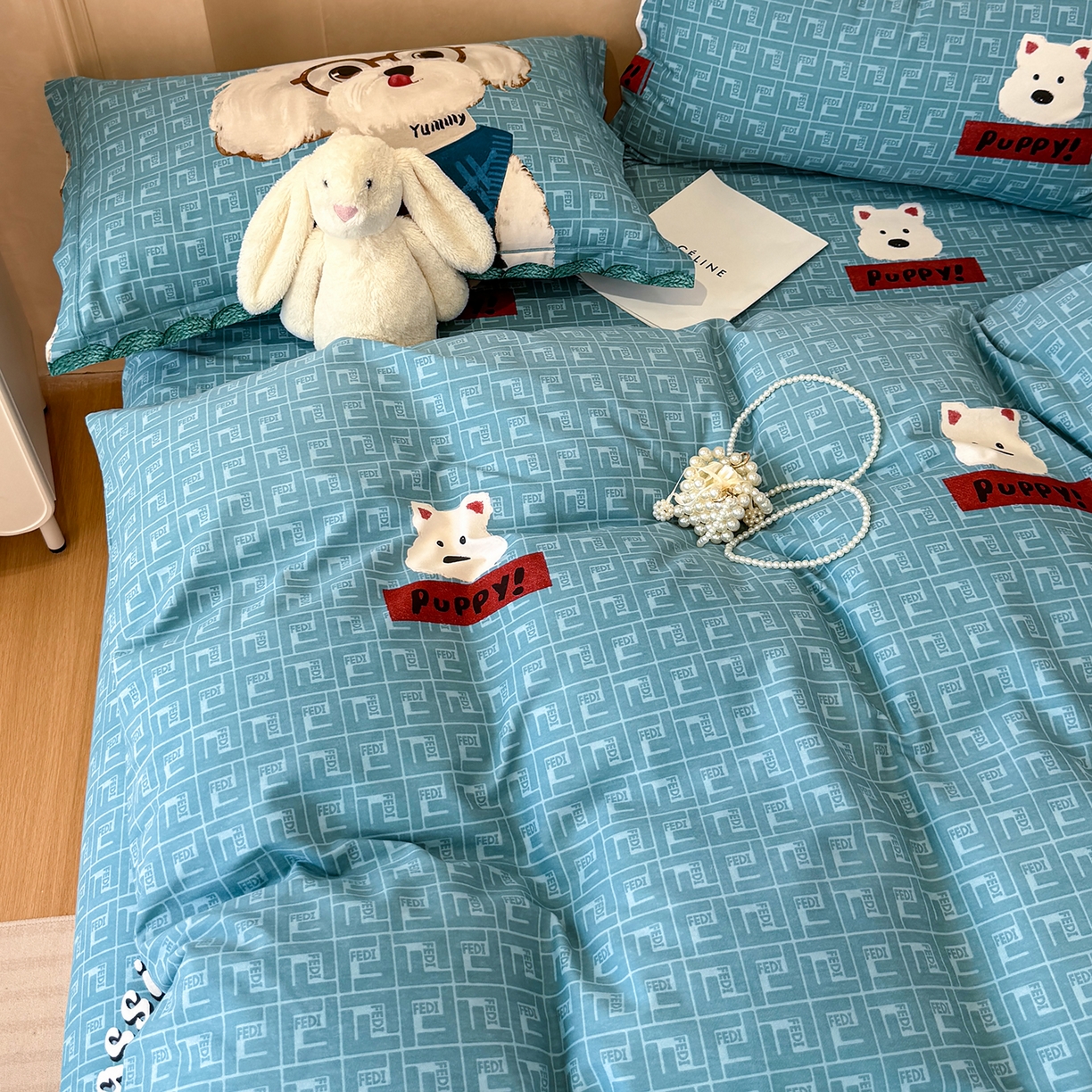 91家纺网 家纺一手货源 找家纺 壹贝家纺 2026新款全棉磨毛四件套系列 凯宝-蓝