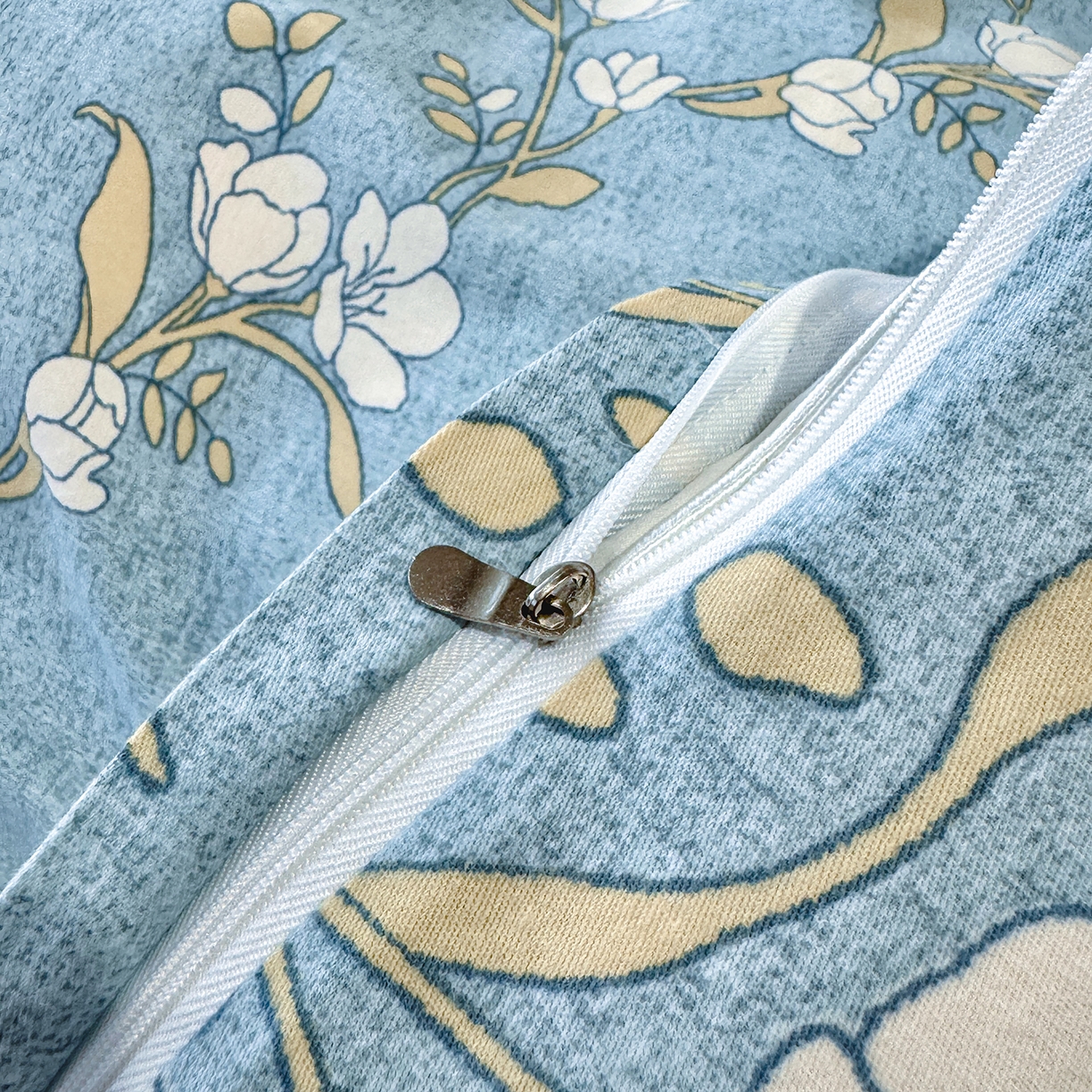 91家纺网 家纺一手货源 找家纺 壹贝家纺 2026新款全棉磨毛四件套系列 蓝莲花