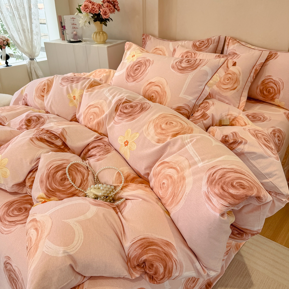 91家纺网 家纺一手货源 找家纺 壹贝家纺 2026新款全棉磨毛四件套系列 浪漫的事