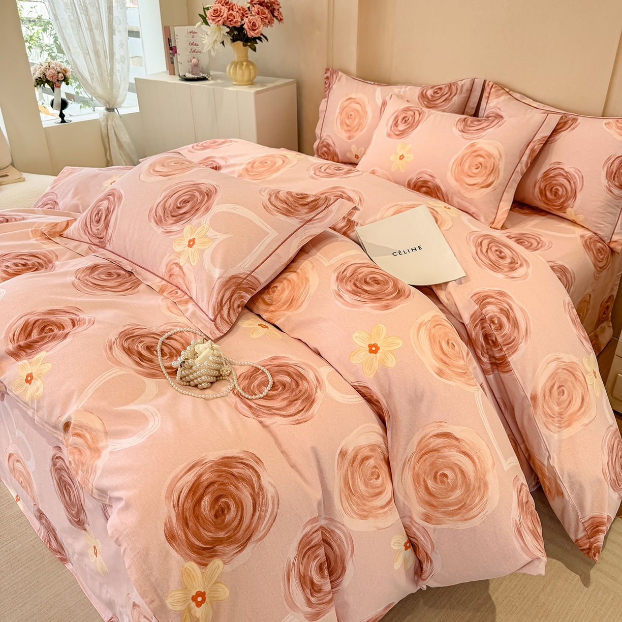 91家纺网 家纺一手货源 找家纺 壹贝家纺 2026新款全棉磨毛四件套系列 浪漫的事